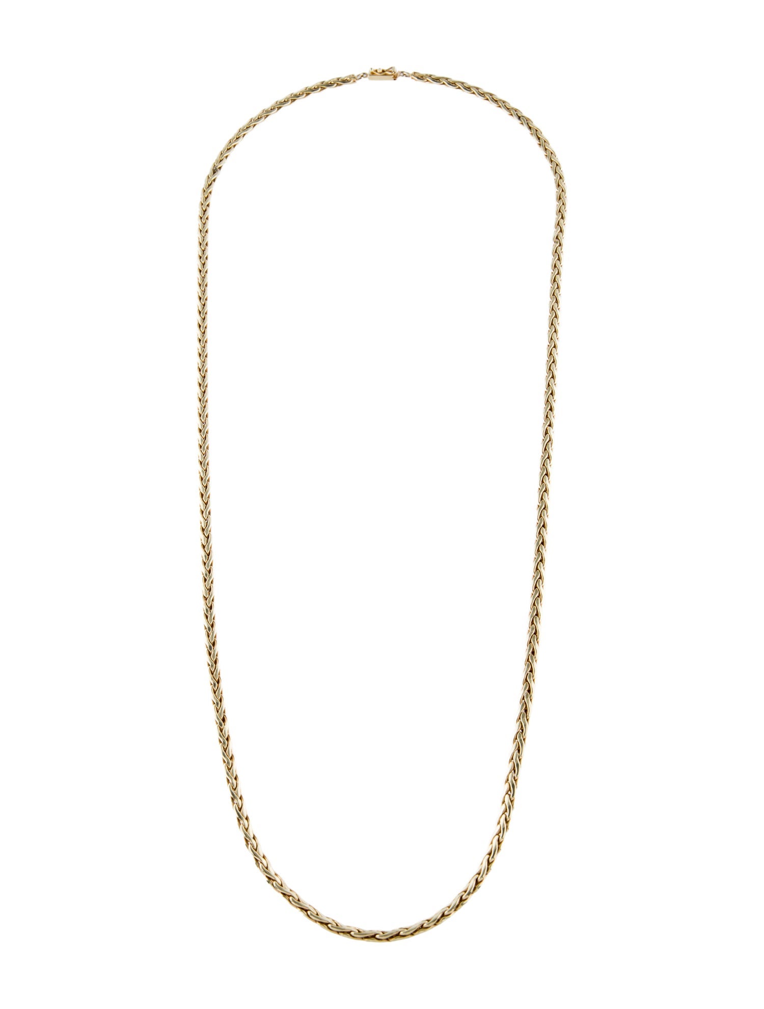 Necklace 14K Flattened Wheat Chain Long