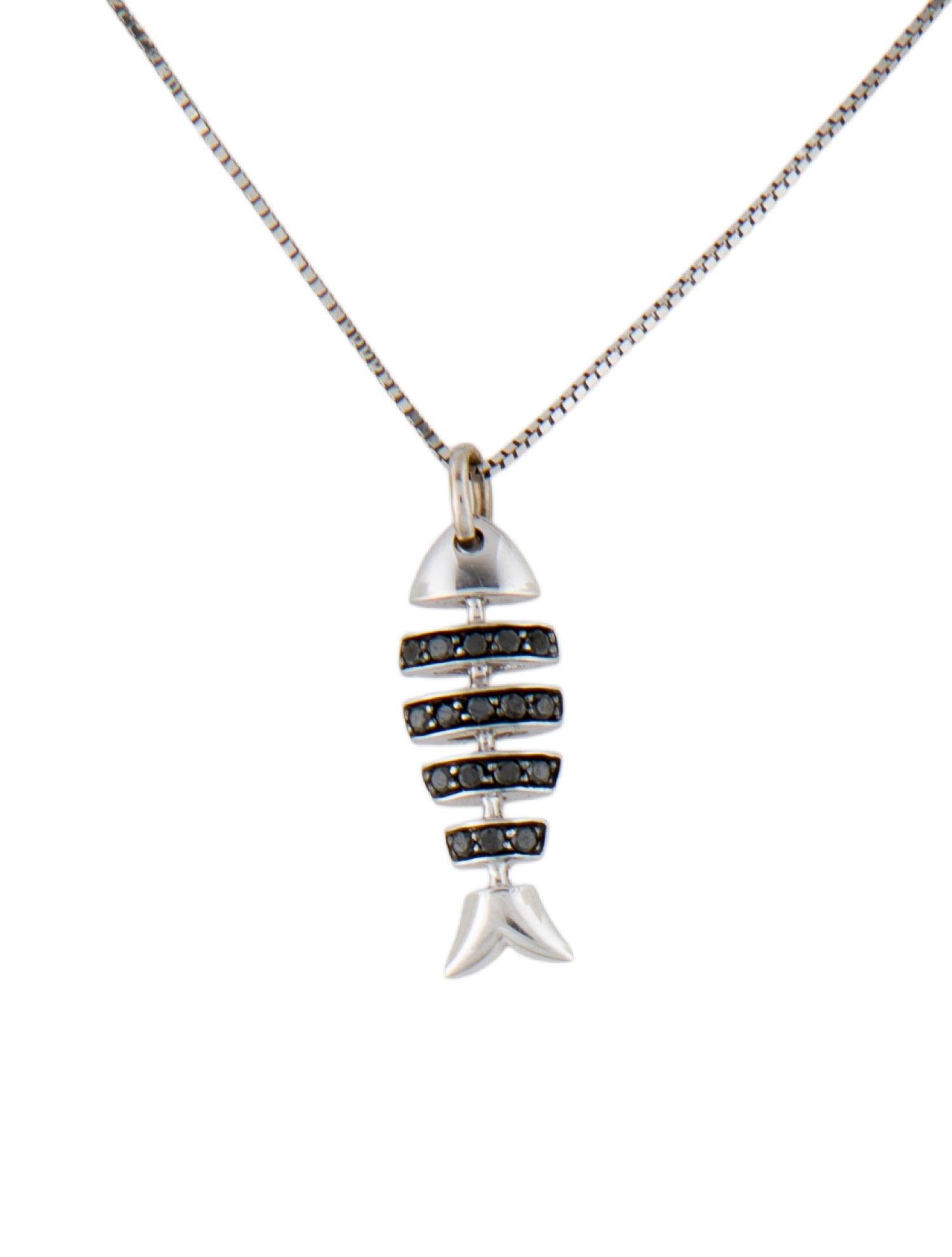 Necklace 18K Diamond Fishbone Pendant