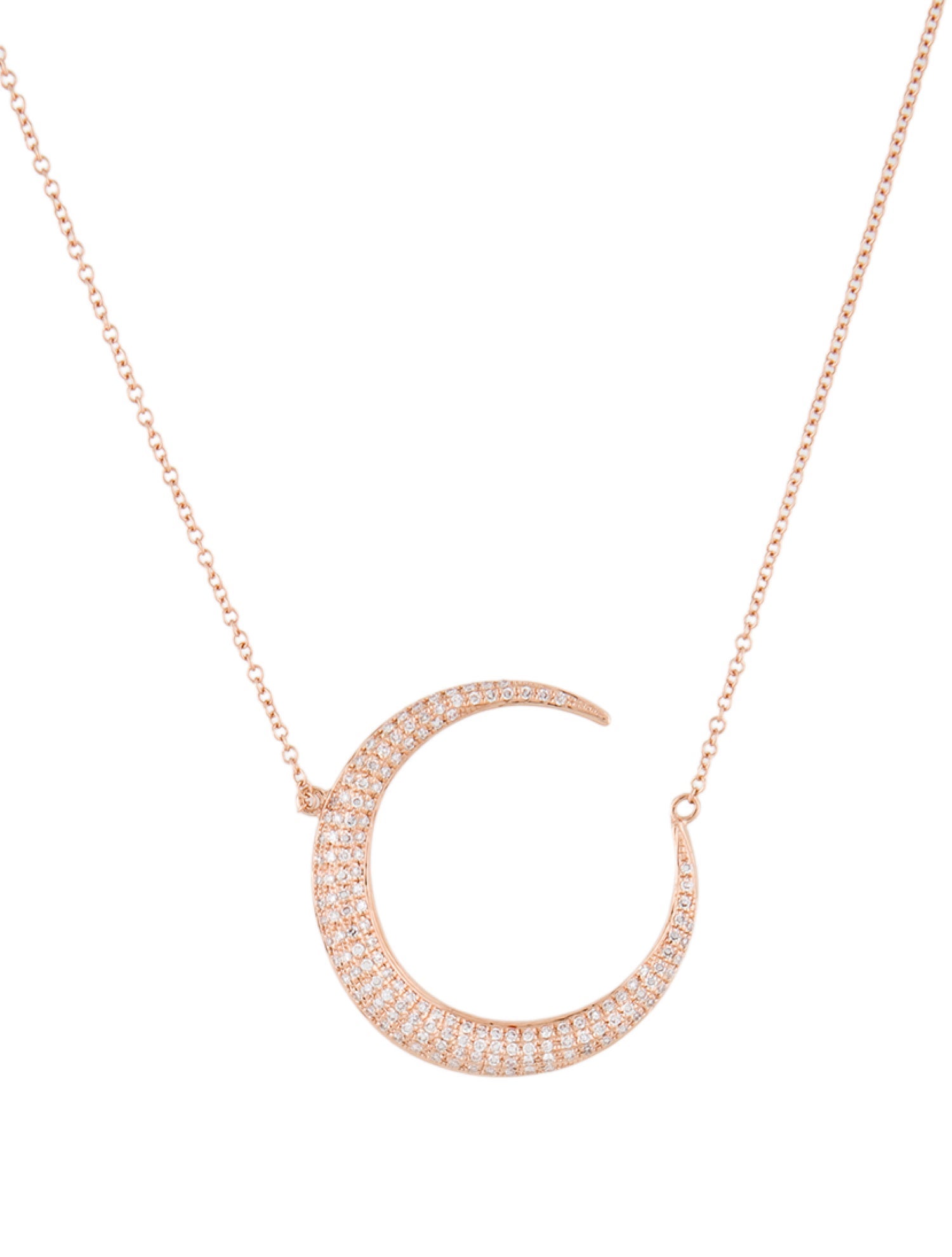 Necklace 14K Diamond Crescent Moon Pendant