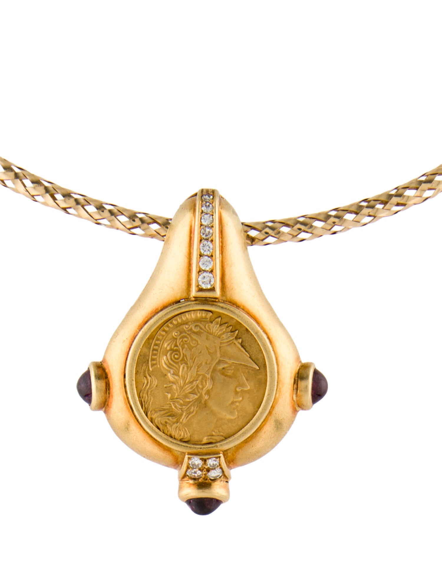 Necklace Ruby & Diamond Coin Pendant