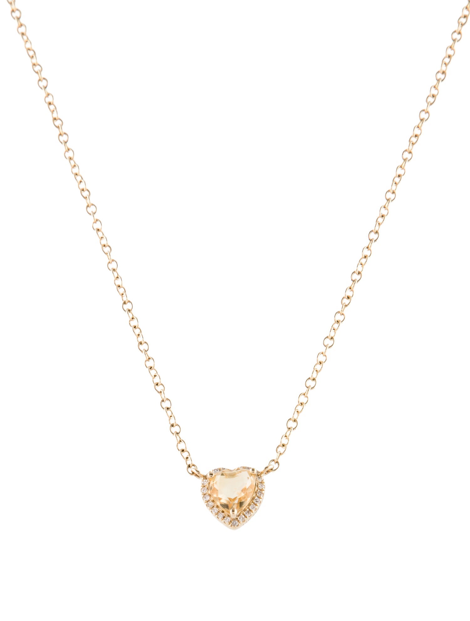 Necklace 14K Diamond & Citrine Heart Pendant