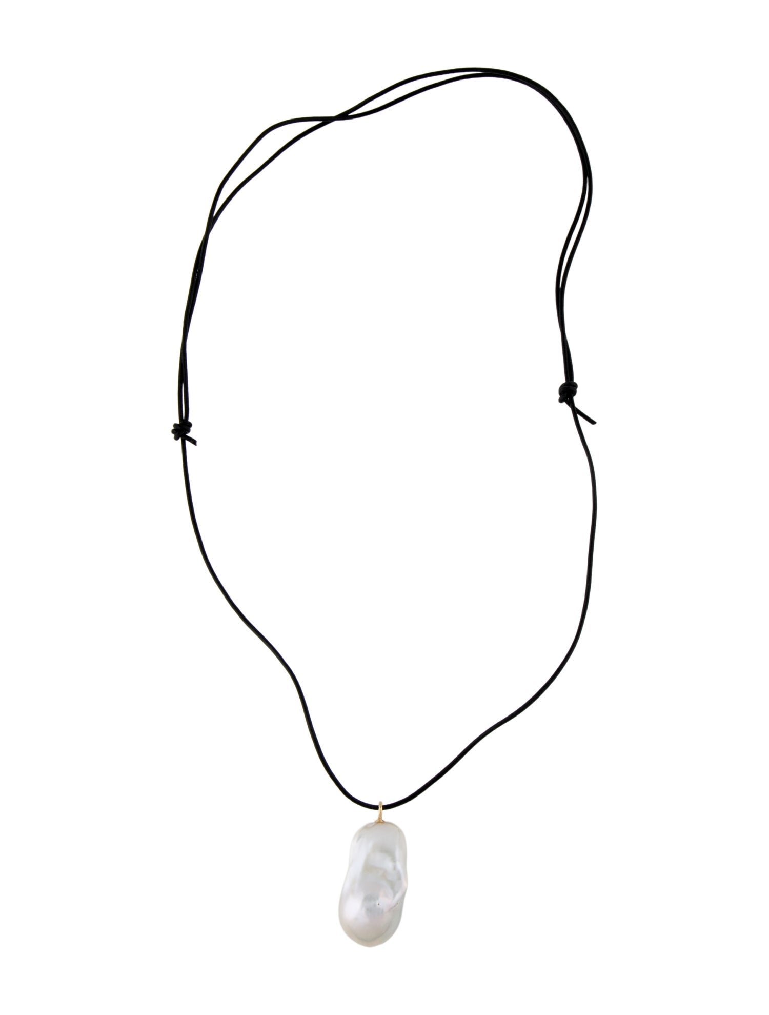 Necklace 14K Cultured Pearl Leather Cord Pendant