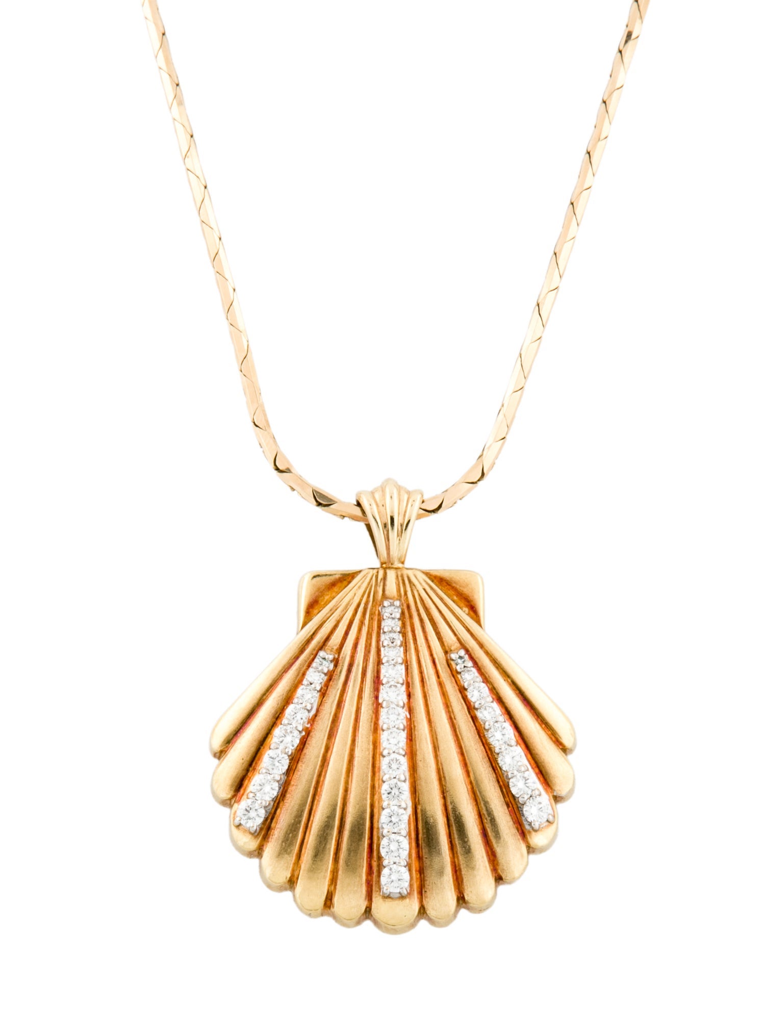 Necklace 14K 1.16ctw Diamond Sea Shell Pendant