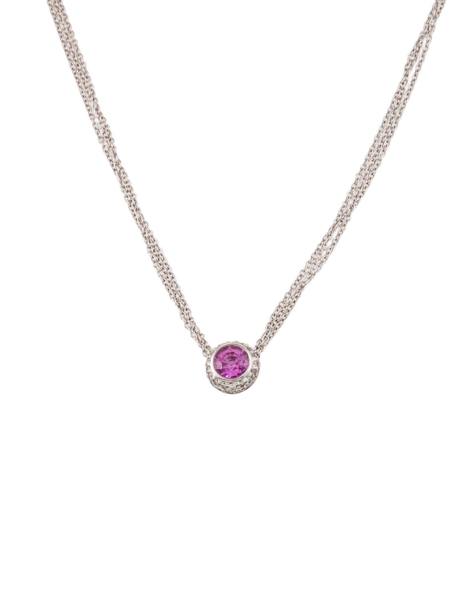 Necklace 18K 1.22ct Pink Sapphire & Diamond Pendant
