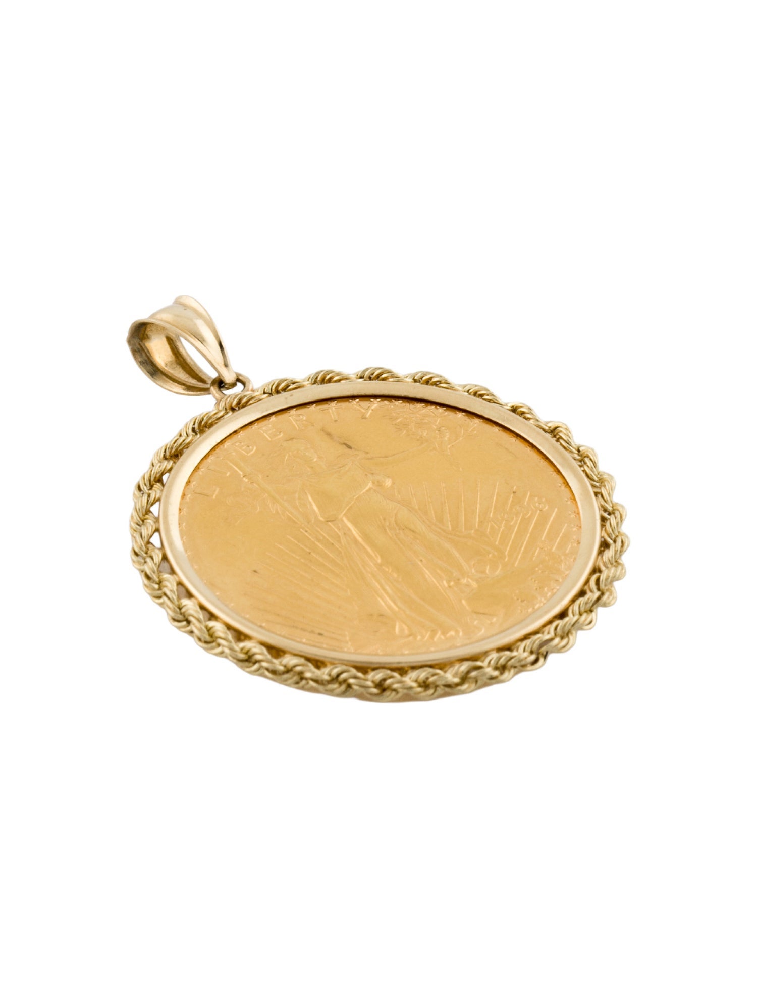 Necklace 1996 American Gold Eagle 1oz. Fine Gold In Rope Bezel Pedant