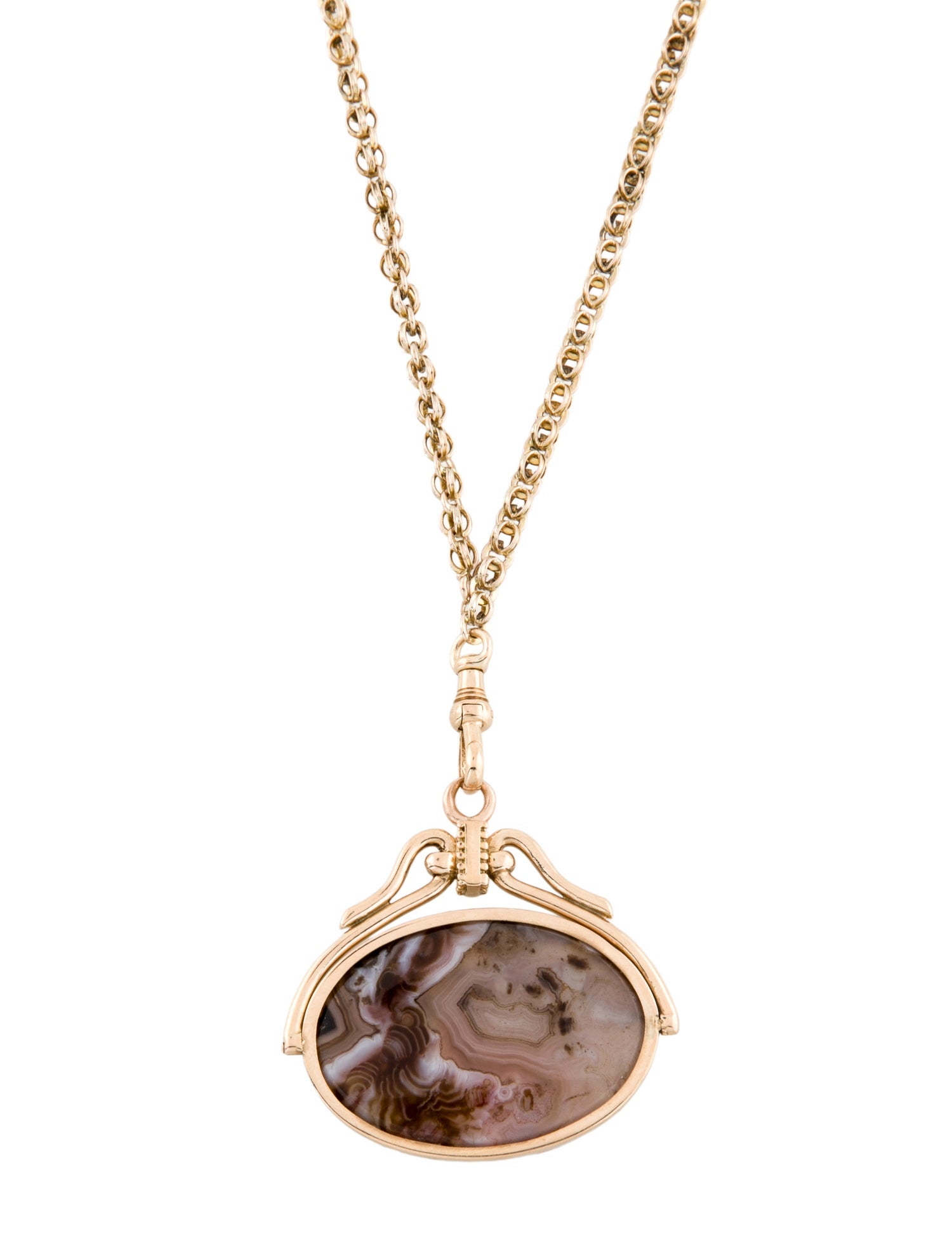 Necklace 14K Agate Reversible Pendant