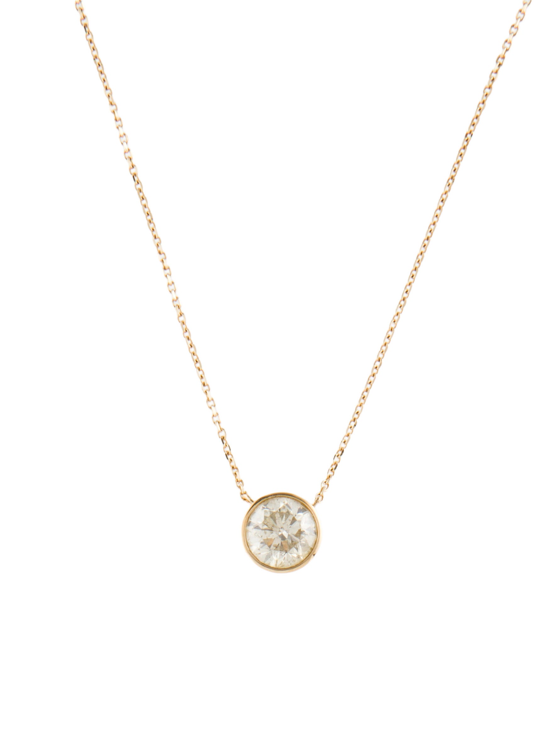 Necklace 14K 1.06ct Diamond Solitaire Bezel Pendant