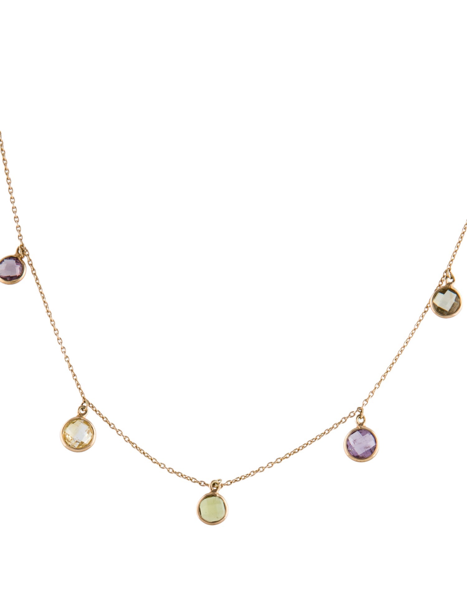 Necklace 14K Multicolor Sapphire Station