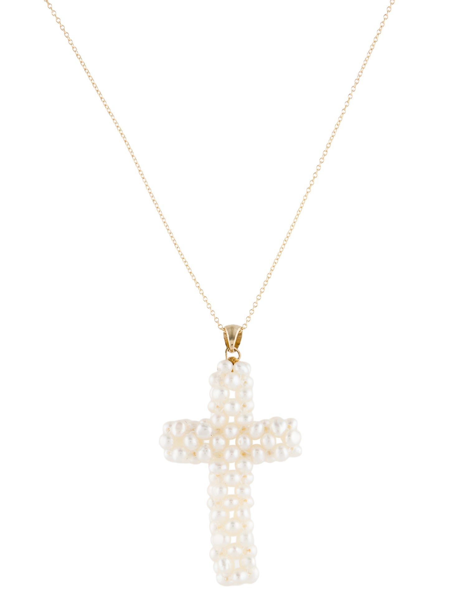 Necklace 14K Pearl Cross Pendant