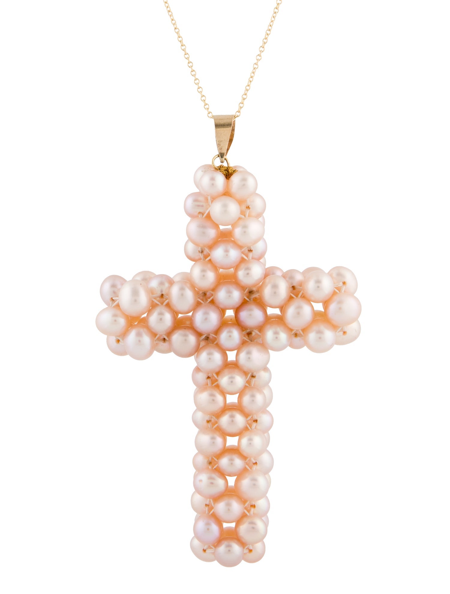 Necklace 14k Pearl Cross Pendant