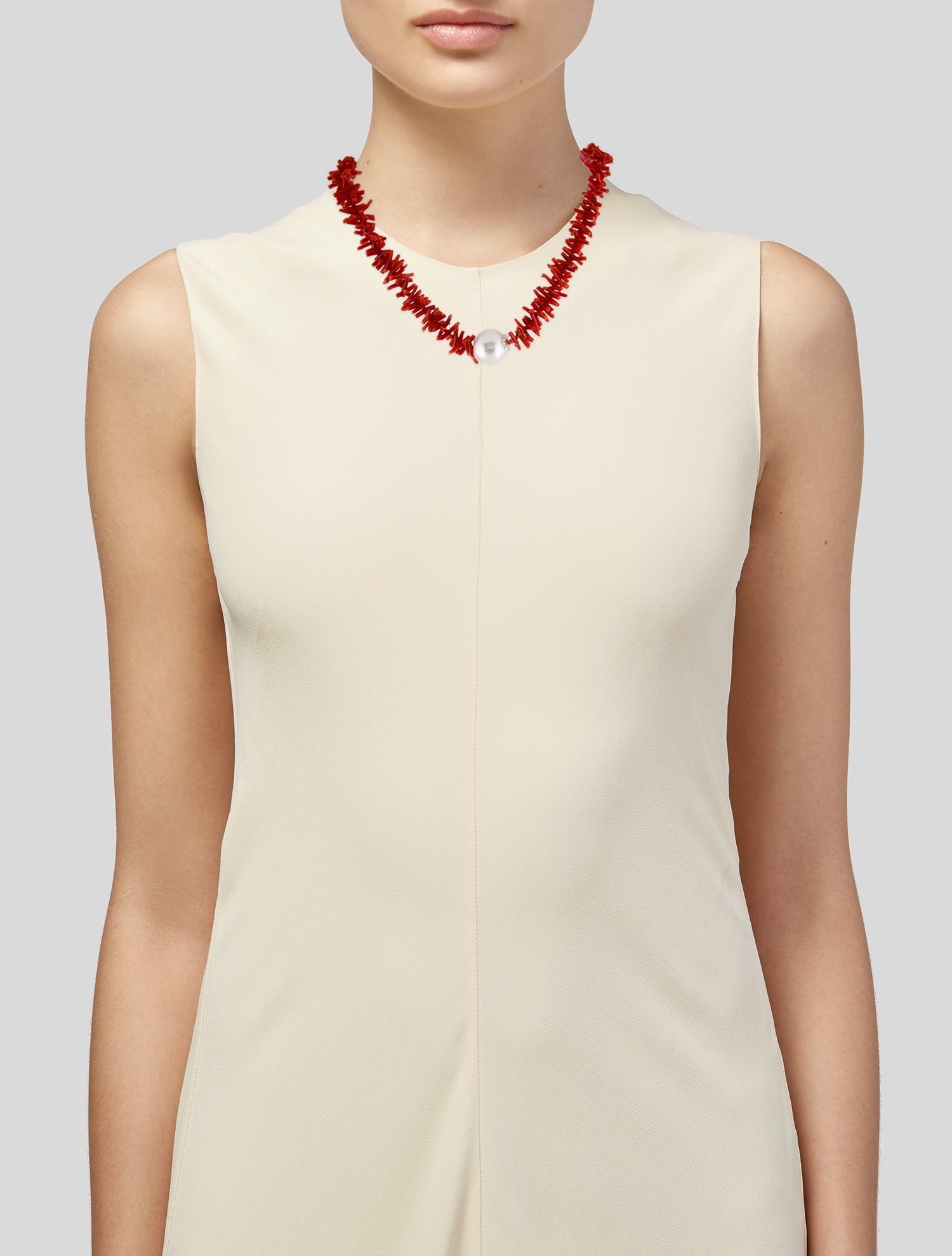Necklace 10K Coral & Pearl Collar