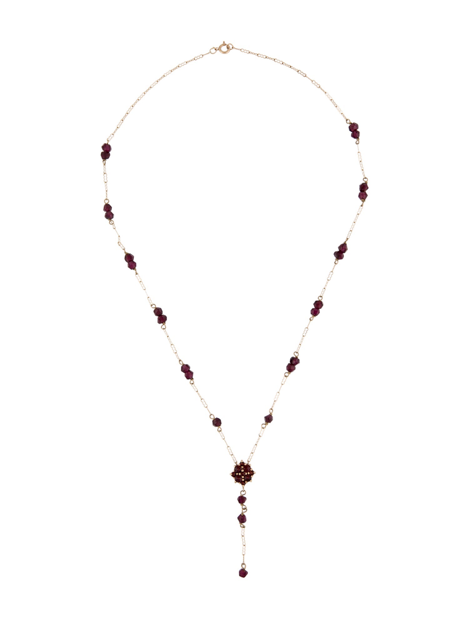 Necklace 10K Garnet Station Chain Pendant