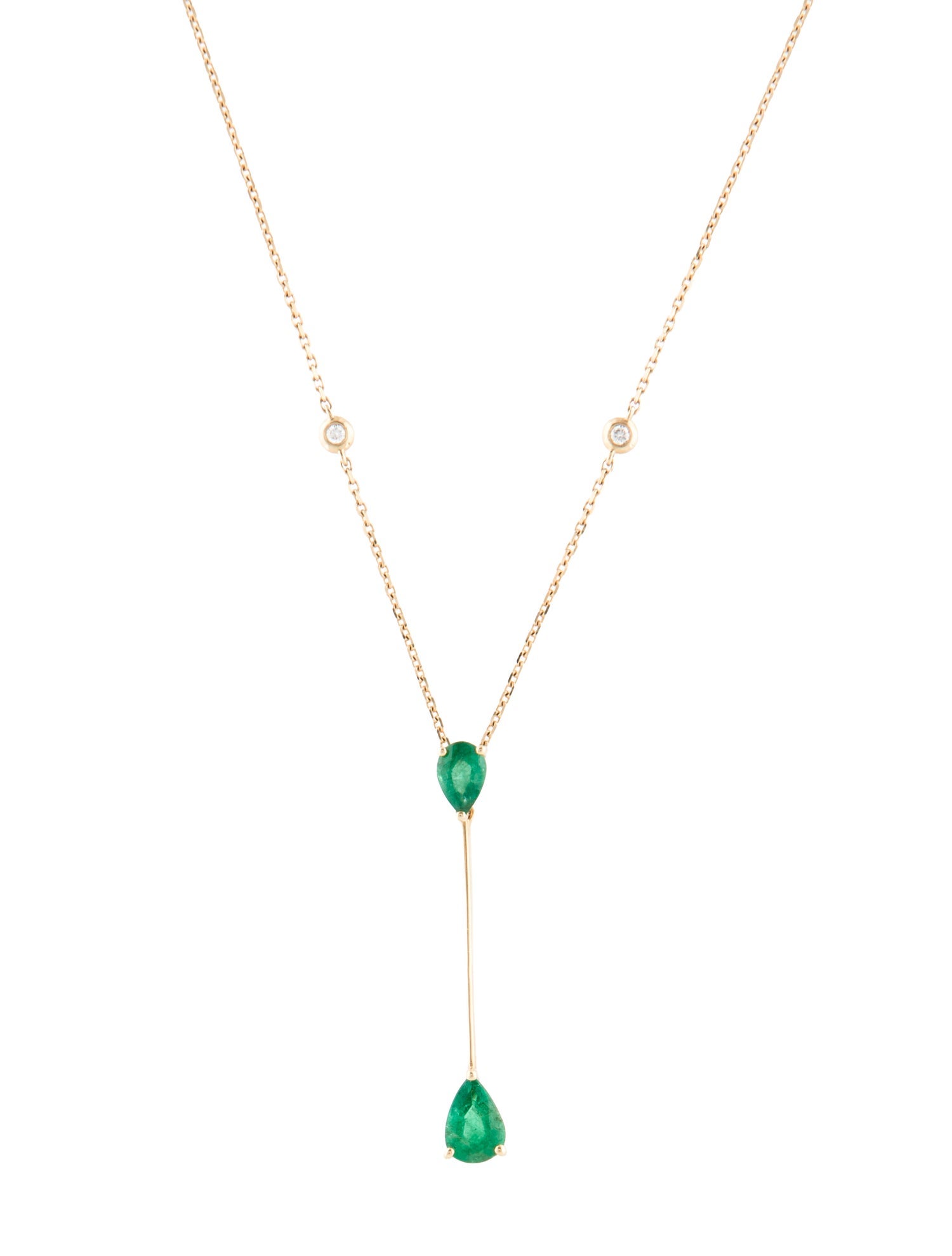Necklace 14K Emerald & Diamond Pendant