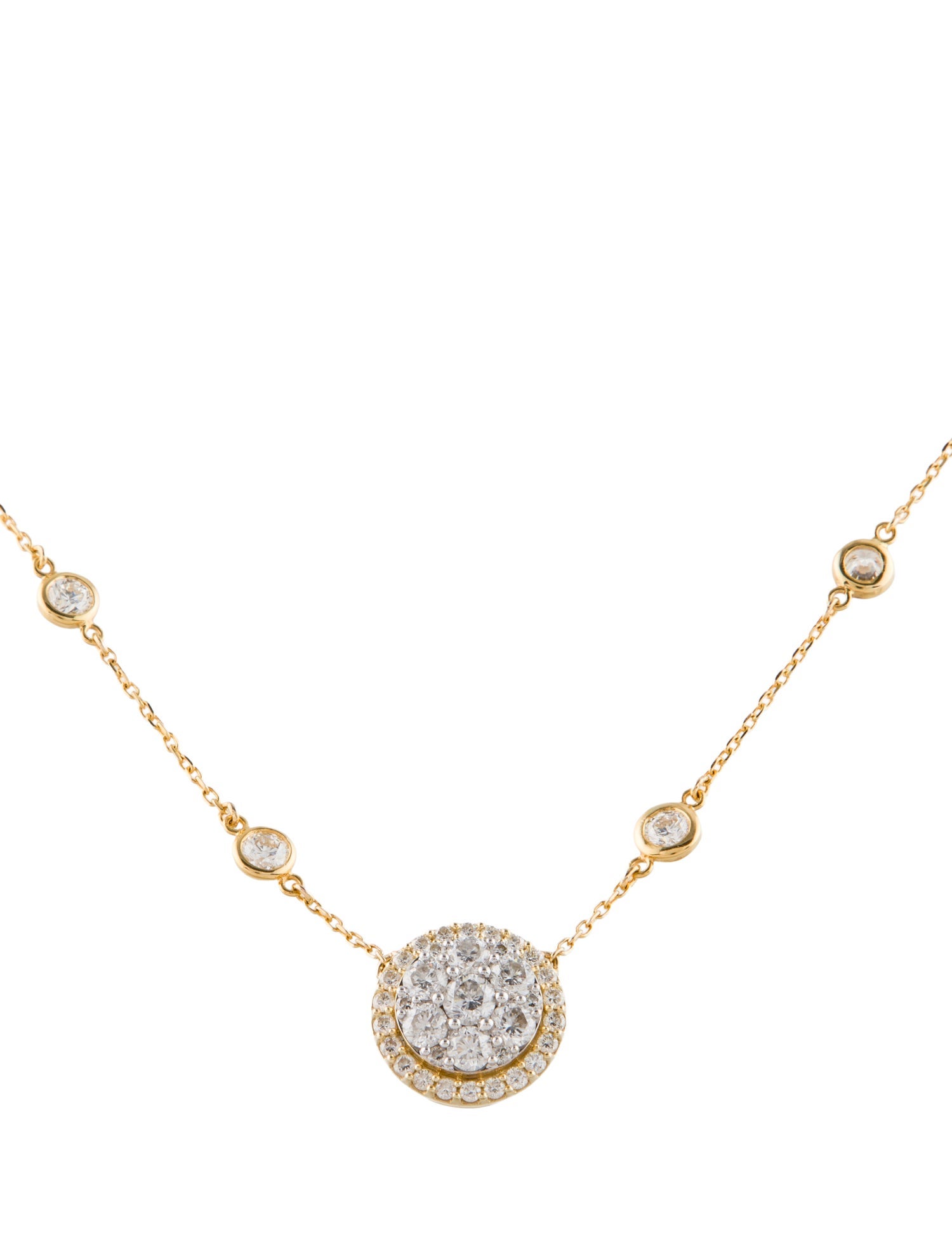 Necklace 14K Diamond Station Pendant