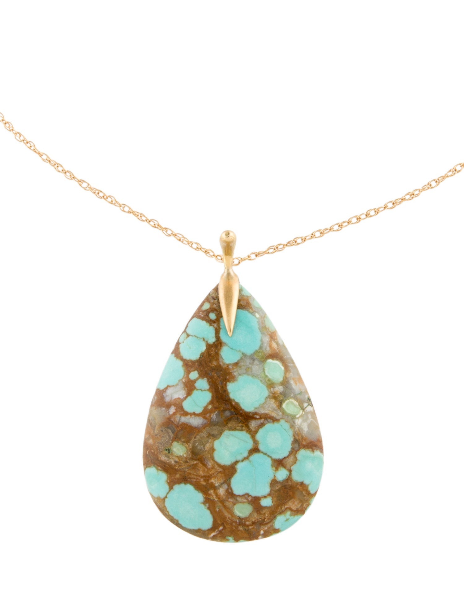 Necklace 18K Turquoise Teardrop Pendant