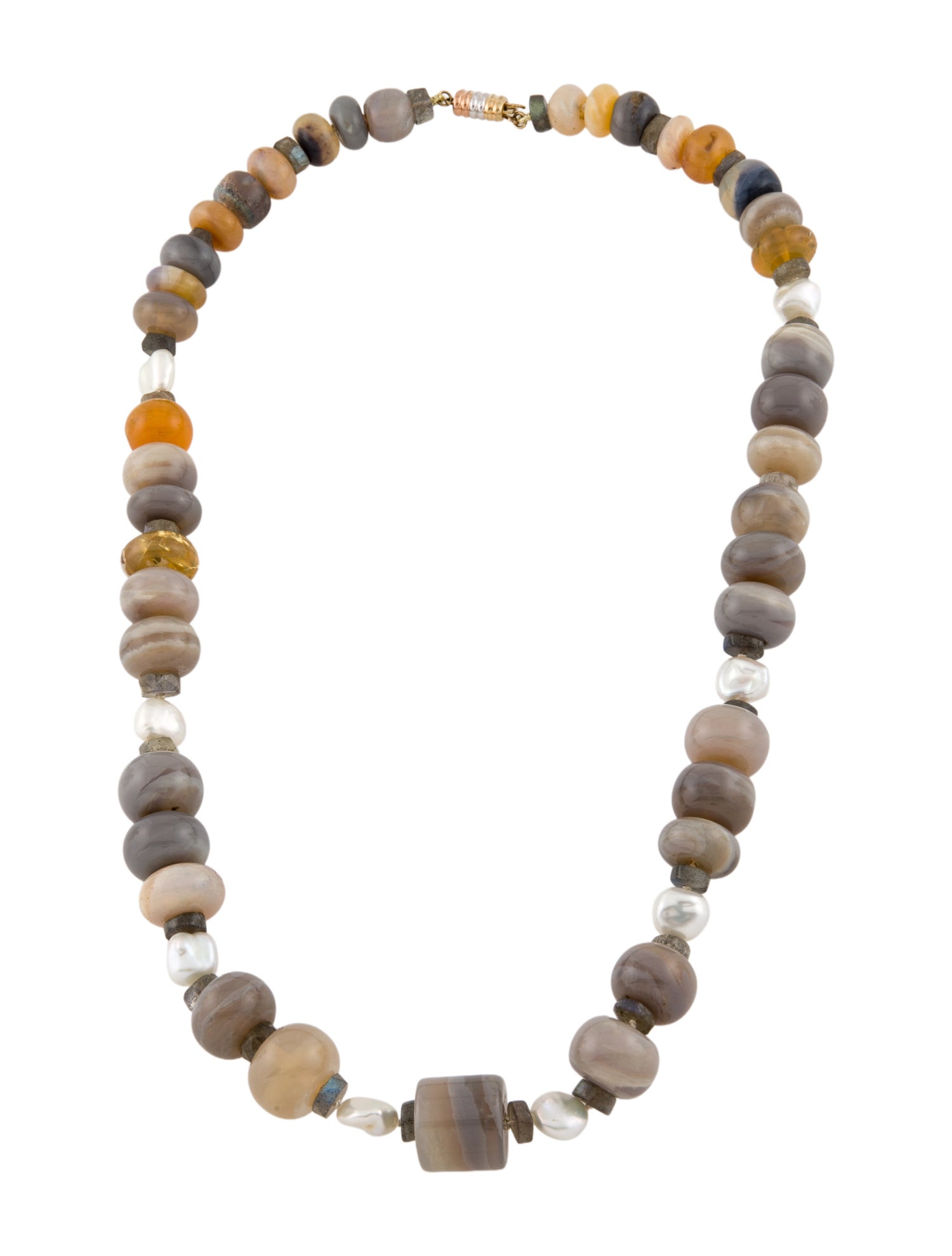 Necklace 14K Pearl, Opal & Labradorite Bead Strand