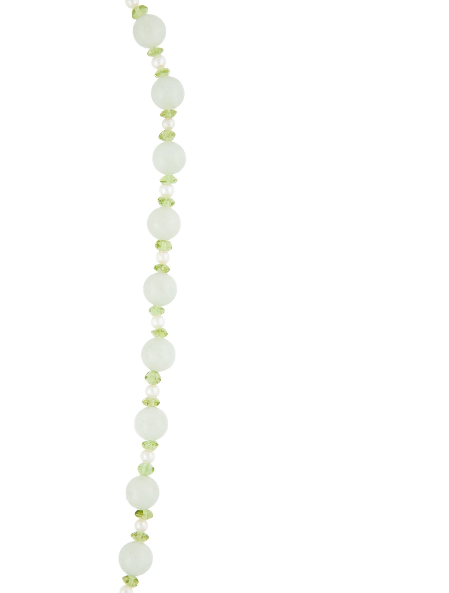 Necklace 14K Pearl, Peridot, & Jadeite Beaded Collar