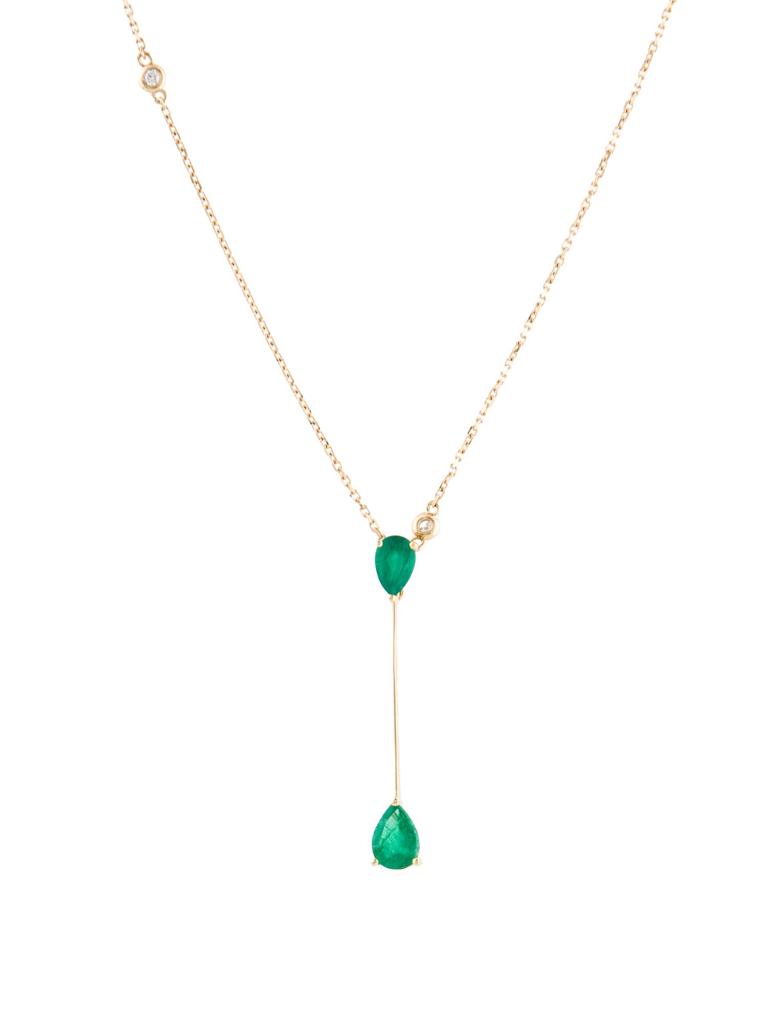 Necklace 14K Emerald & Diamond Pendant