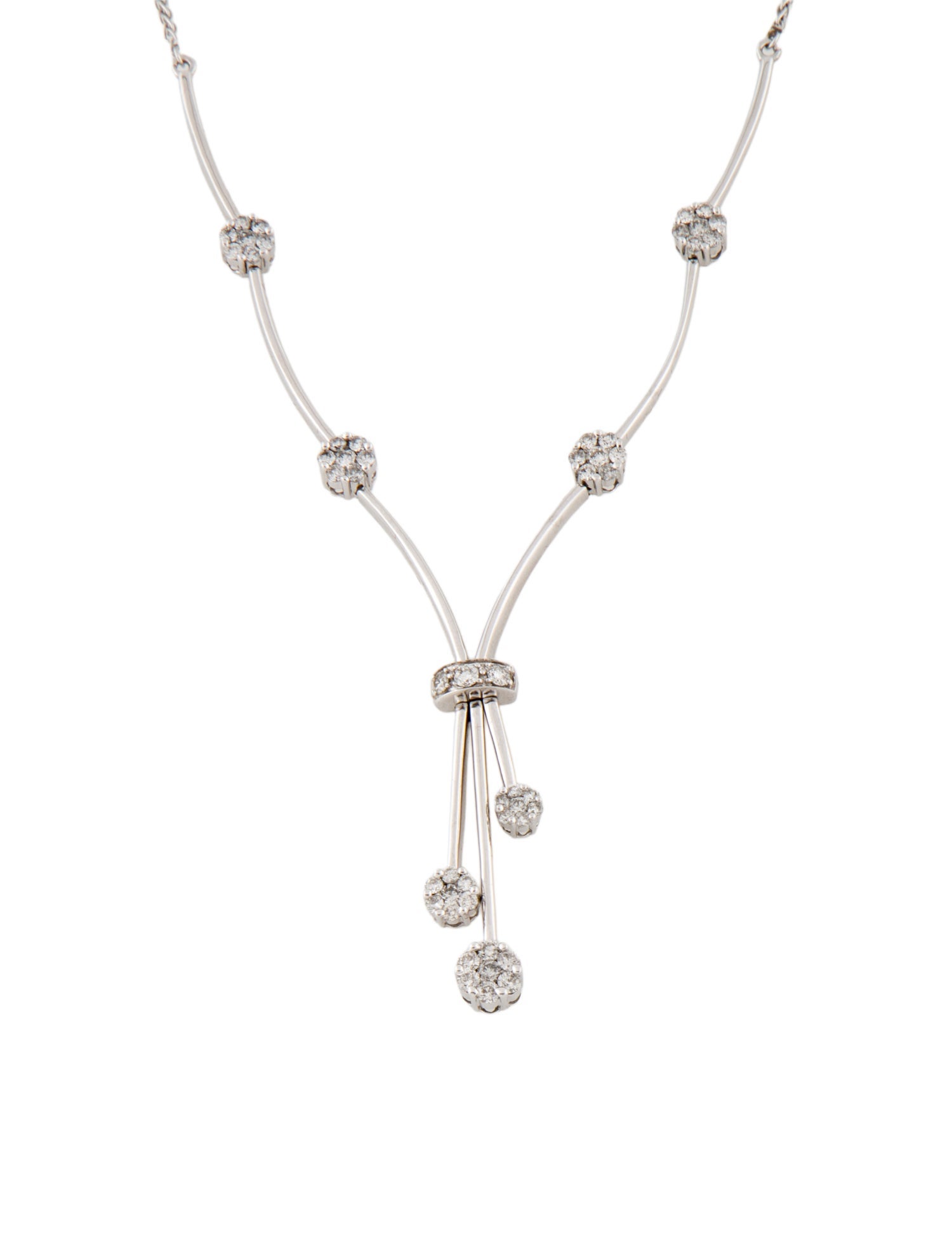 Necklace 14K 1.83ctw Diamond Clusters Y Pendant