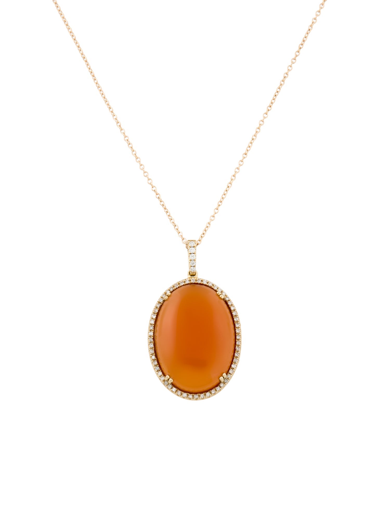 Necklace 14K Carnelian & Diamond Pendant