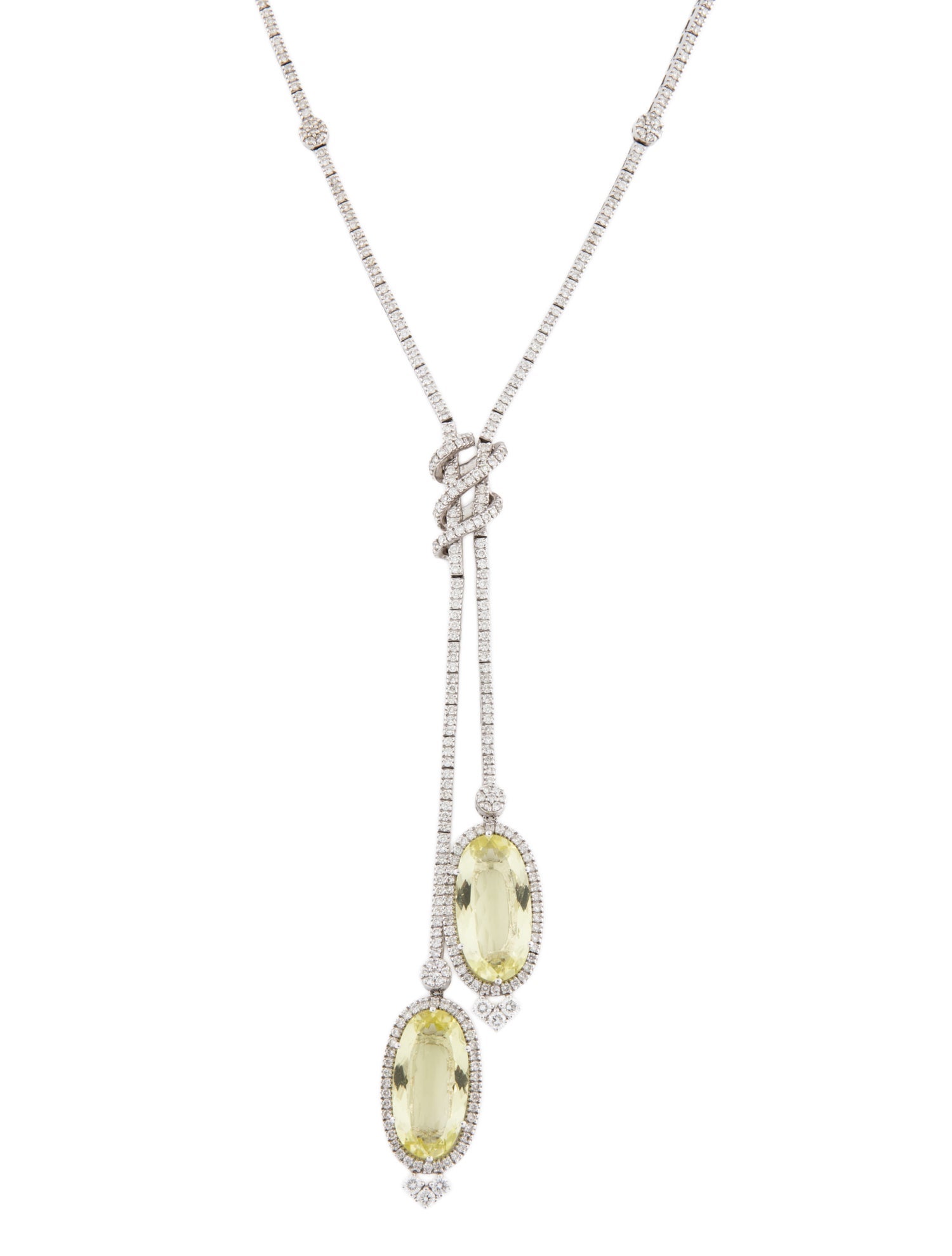 Necklace 14K Quartz & Diamond Bolo