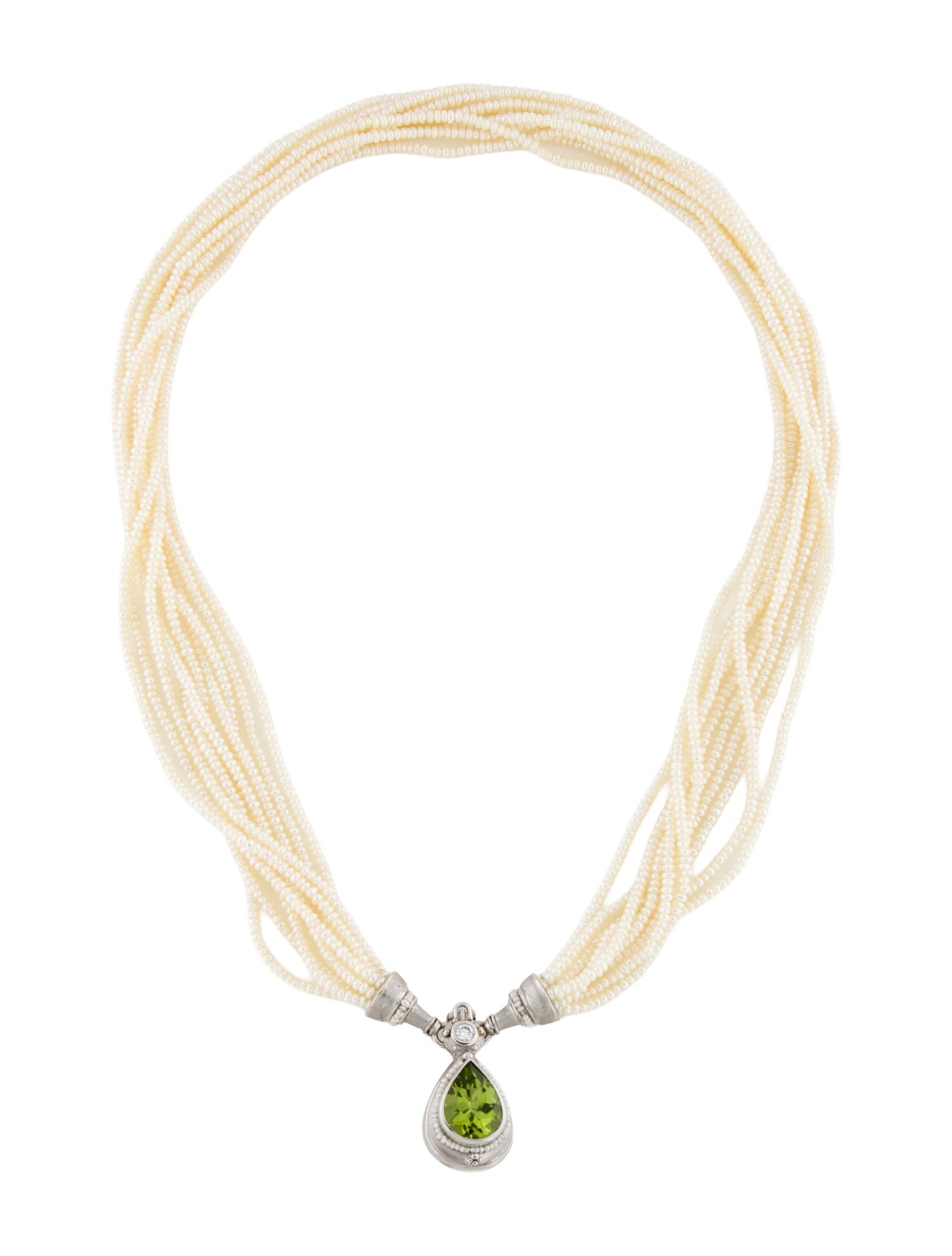 Necklace Platinum Pearl, Peridot & Diamond Enhancer Pendant