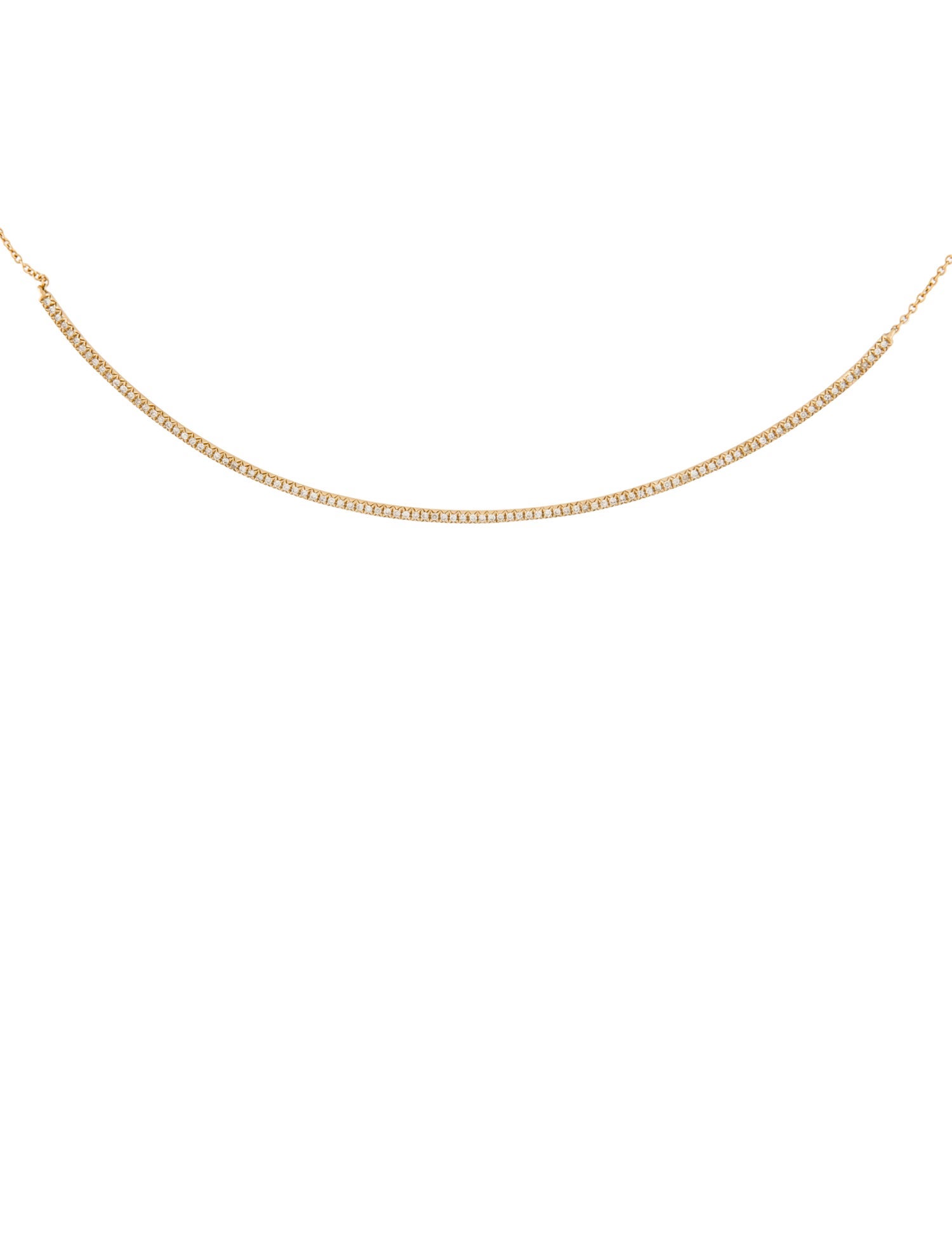 Necklace 14K Diamond Curved Bar Collar