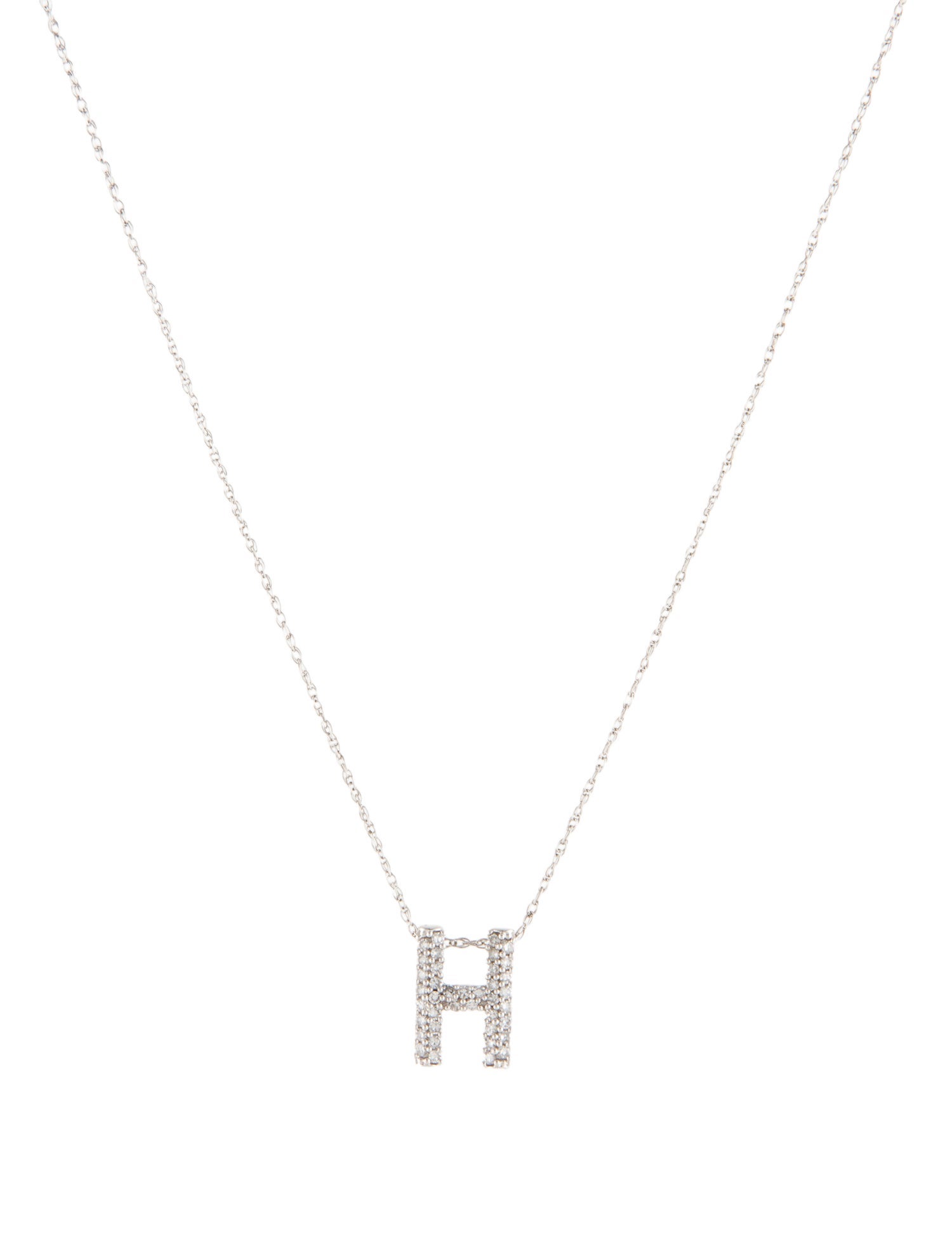 Necklace 10K Diamond Letter "H" Initial Pendant