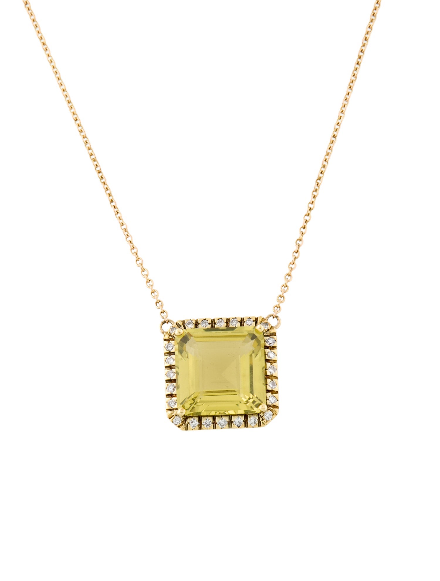 Necklace 18K 12.05ct Quartz & Diamond Pendant