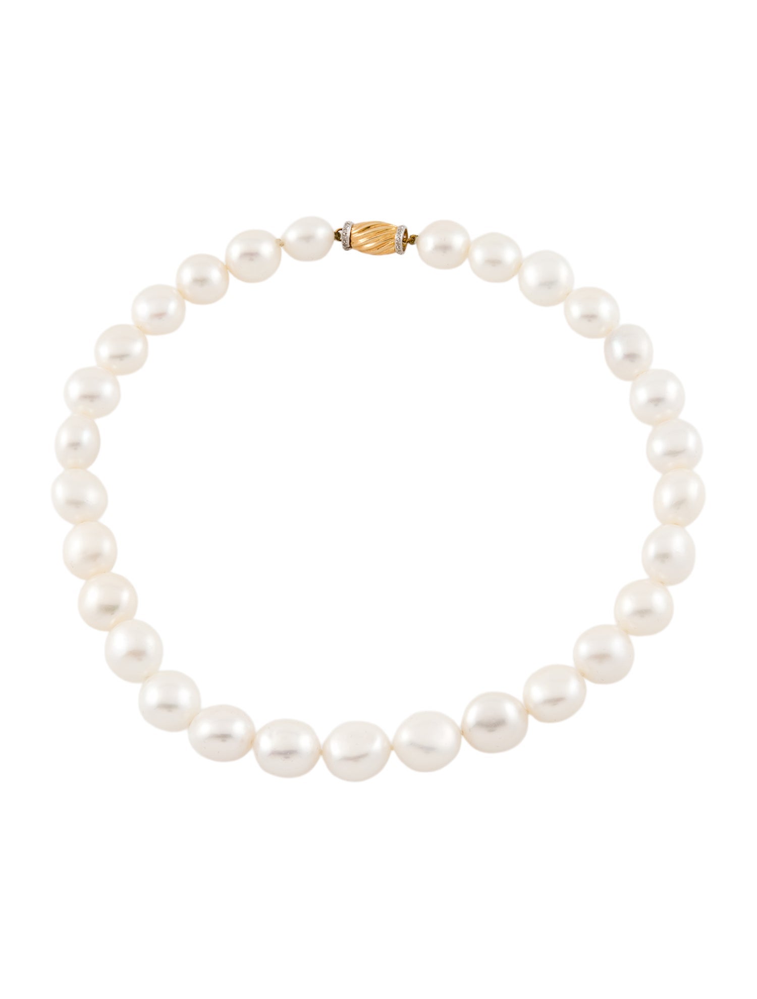 Necklace 14K Pearl & Diamond Bead Strand