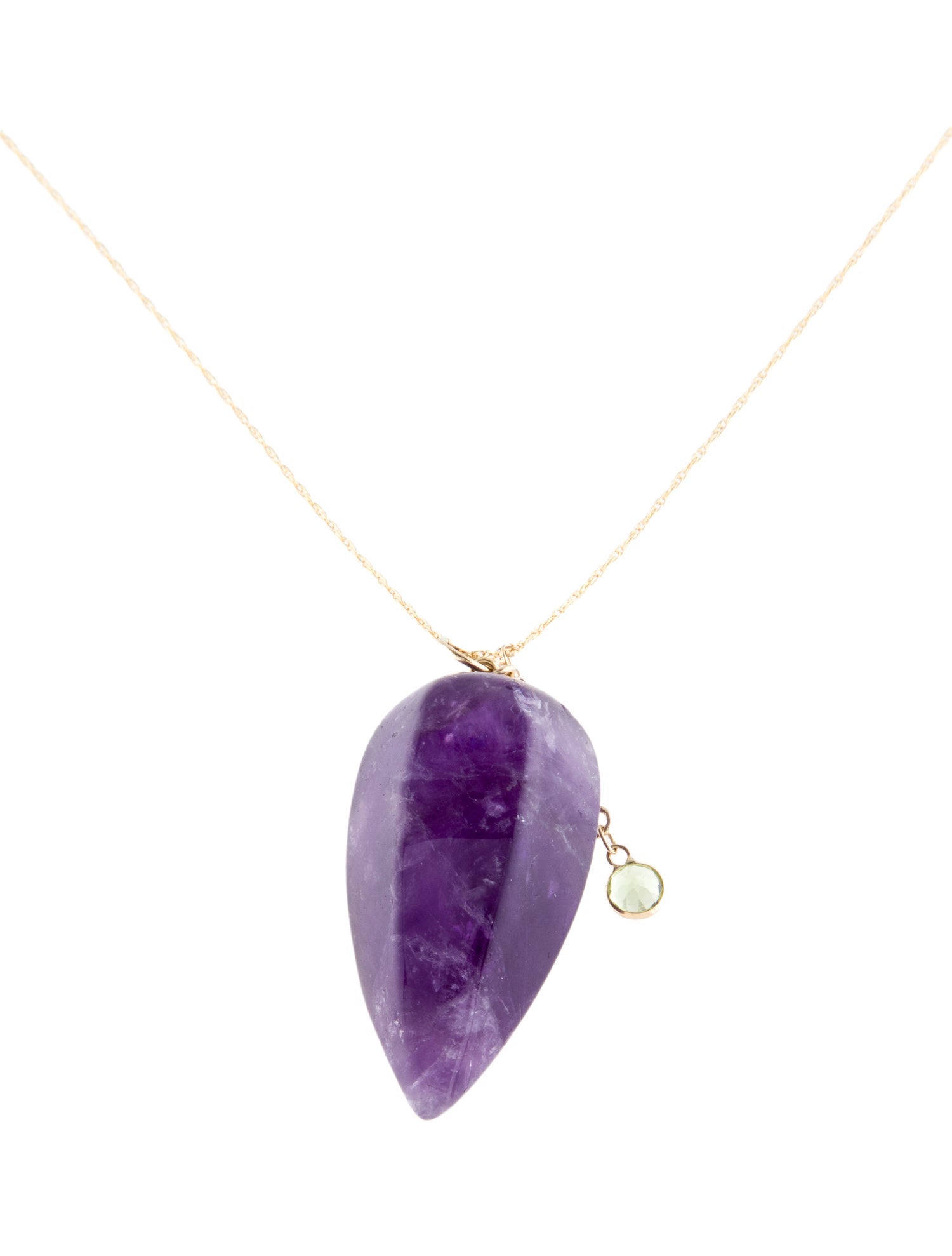 Necklace 14K Amethyst & Peridot Pendant Necklace