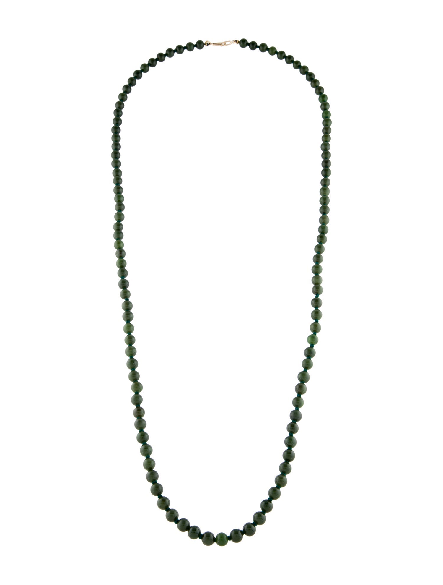 Necklace 14K Nephrite Bead Strand Necklace