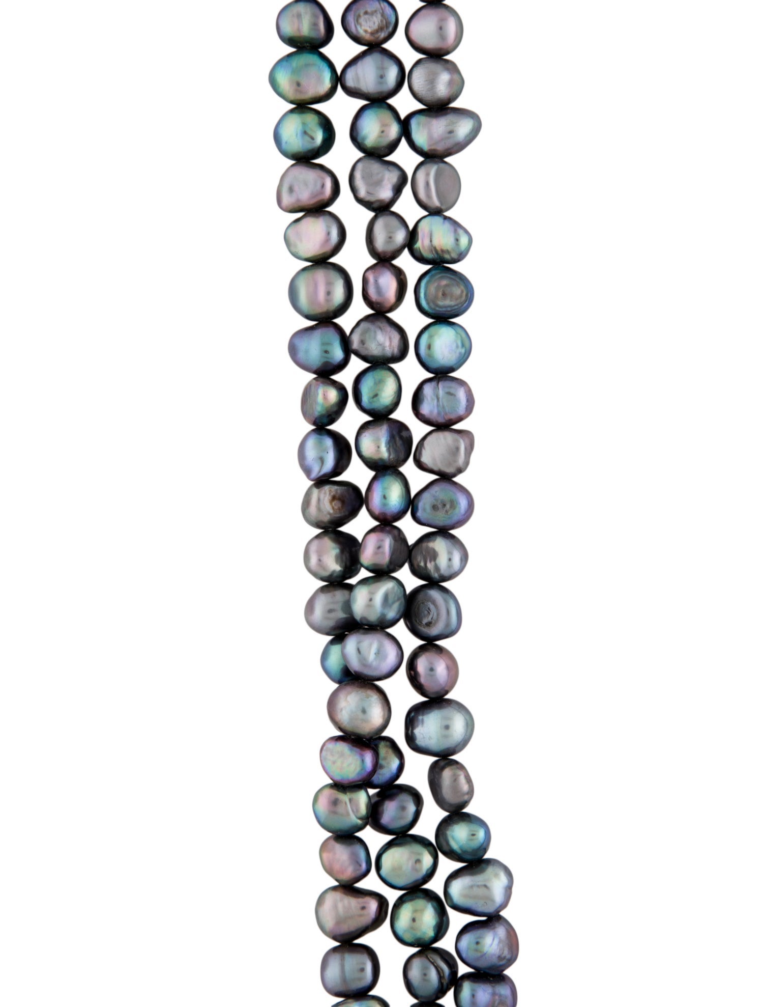 Necklace 14K Dyed Cultured Pearl Three Strand Bead