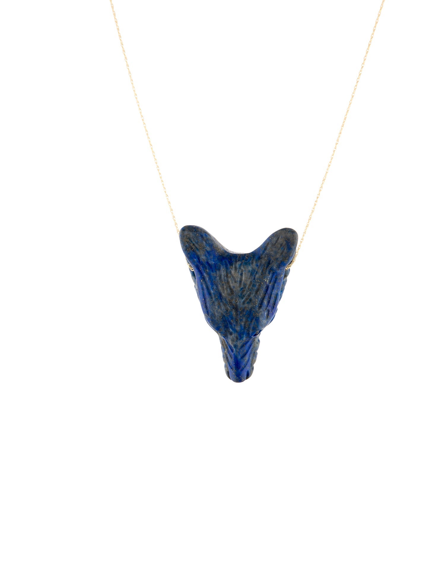 Necklace 14K Lapis Lazuli & Onyx Wolf Pendant Necklace