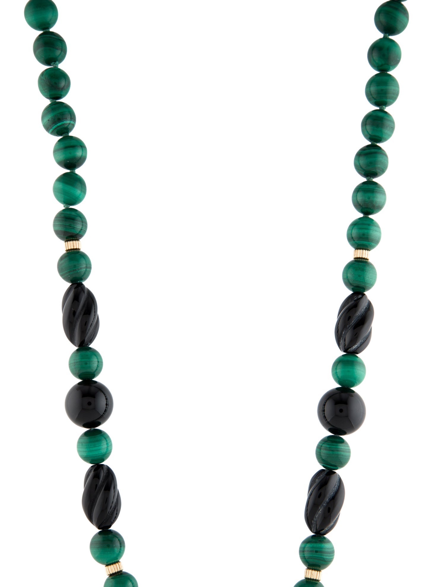 Necklace 14K Malachite & Onyx Bead Strand Necklace