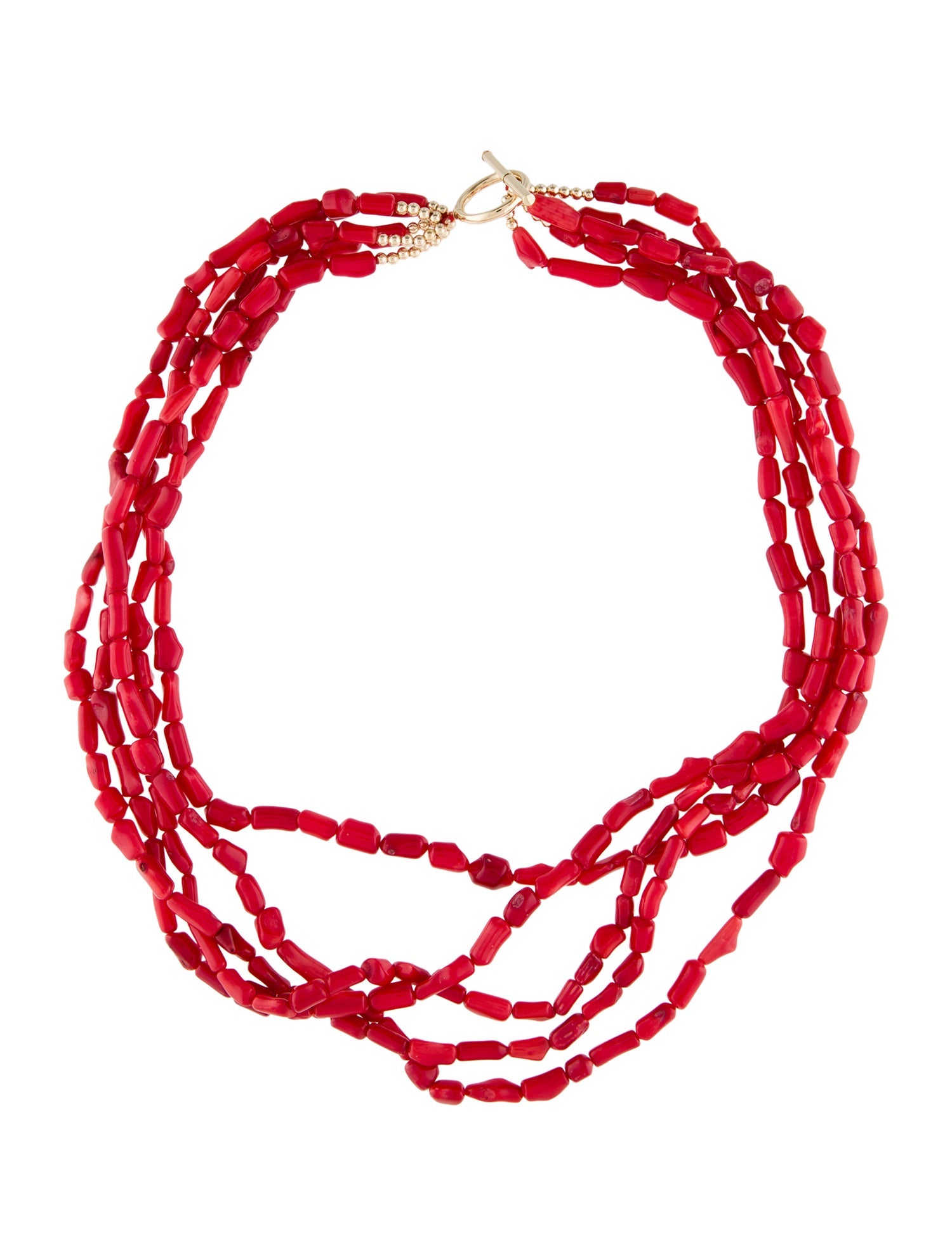 Necklace 14K Dyed Coral Multistrand