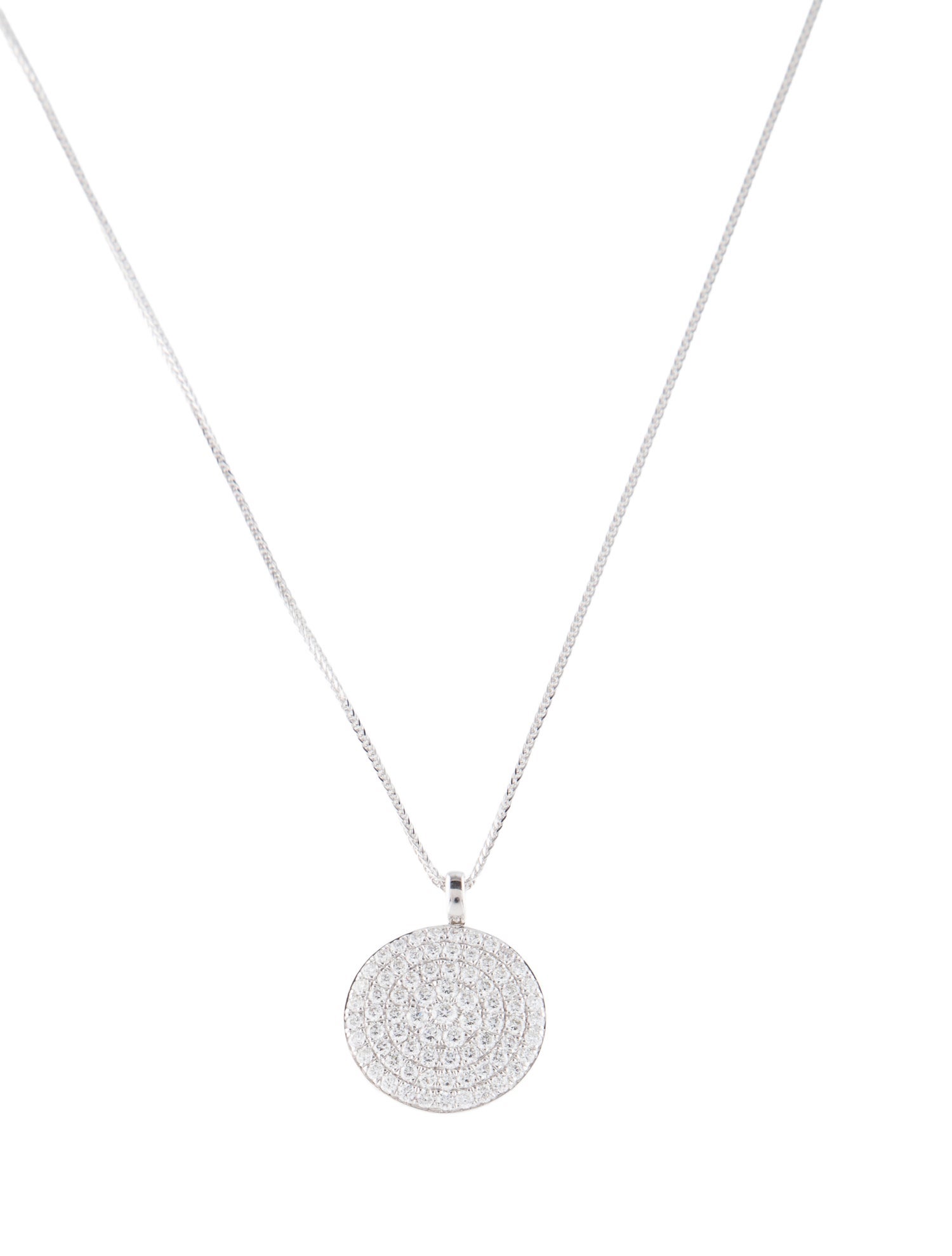 Necklace 18K Diamond Disc Pendant Necklace