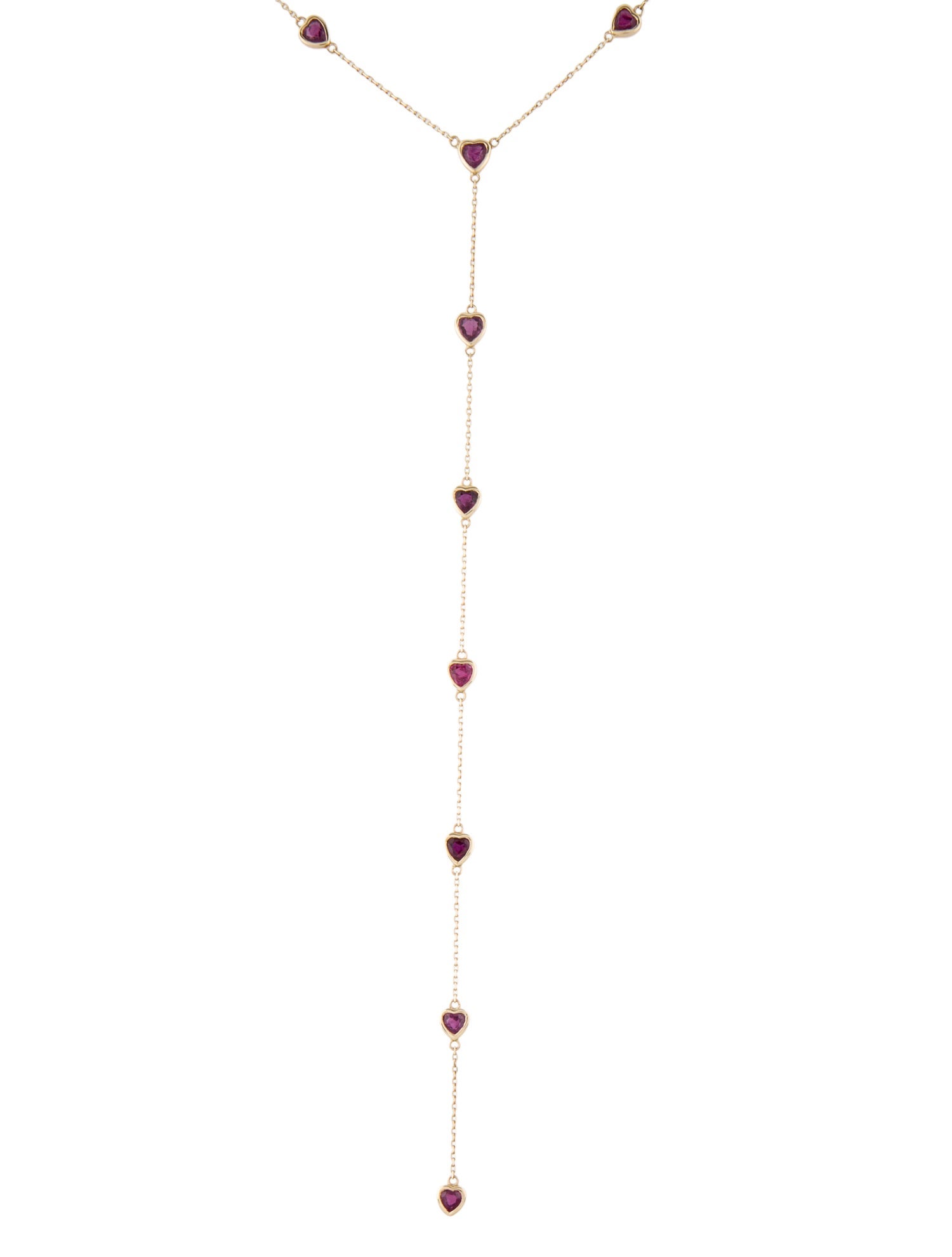 Necklace 14K Ruby Heart Station Lavalier