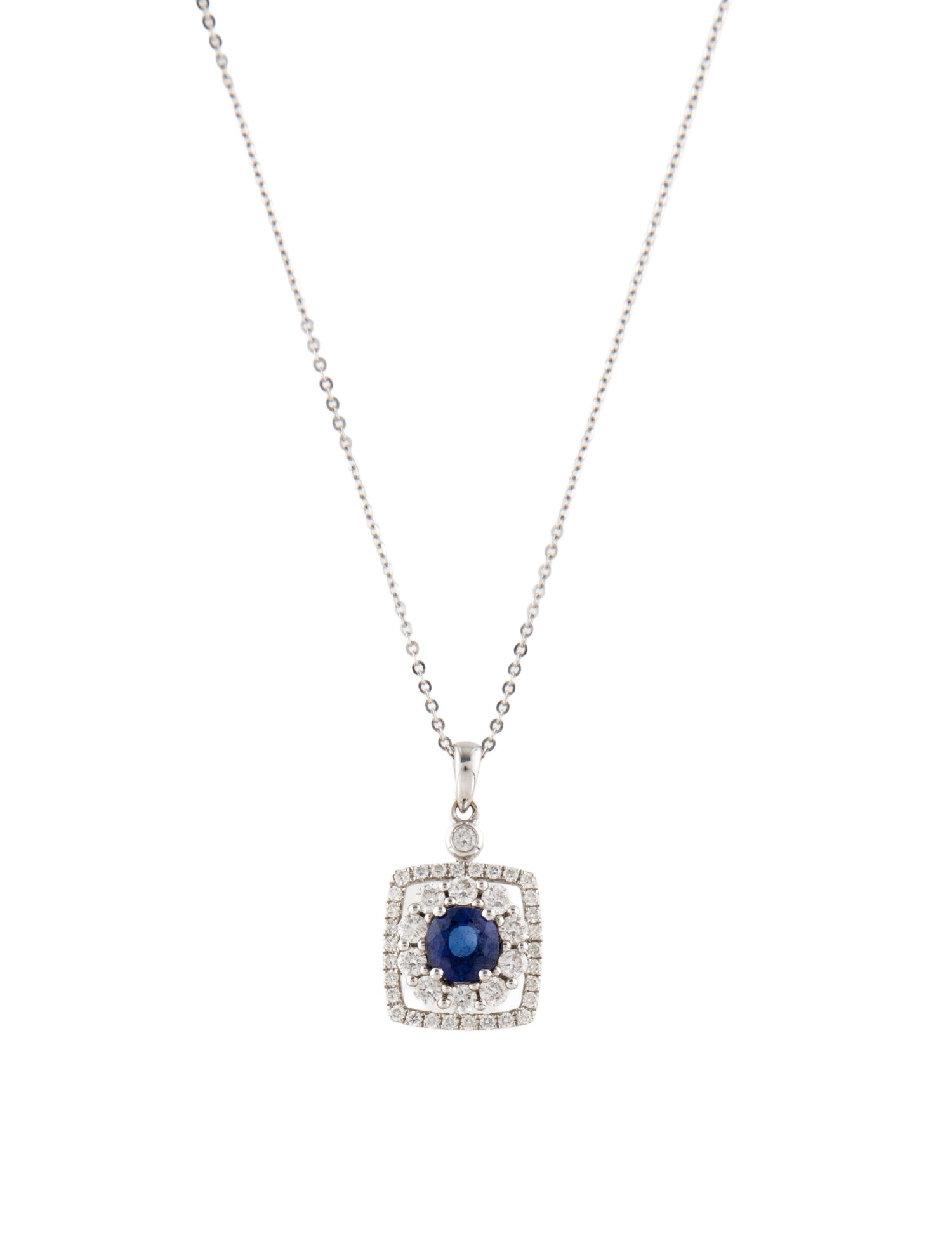 Necklace 18K 1.09ct Sapphire & Diamond Pendant Necklace