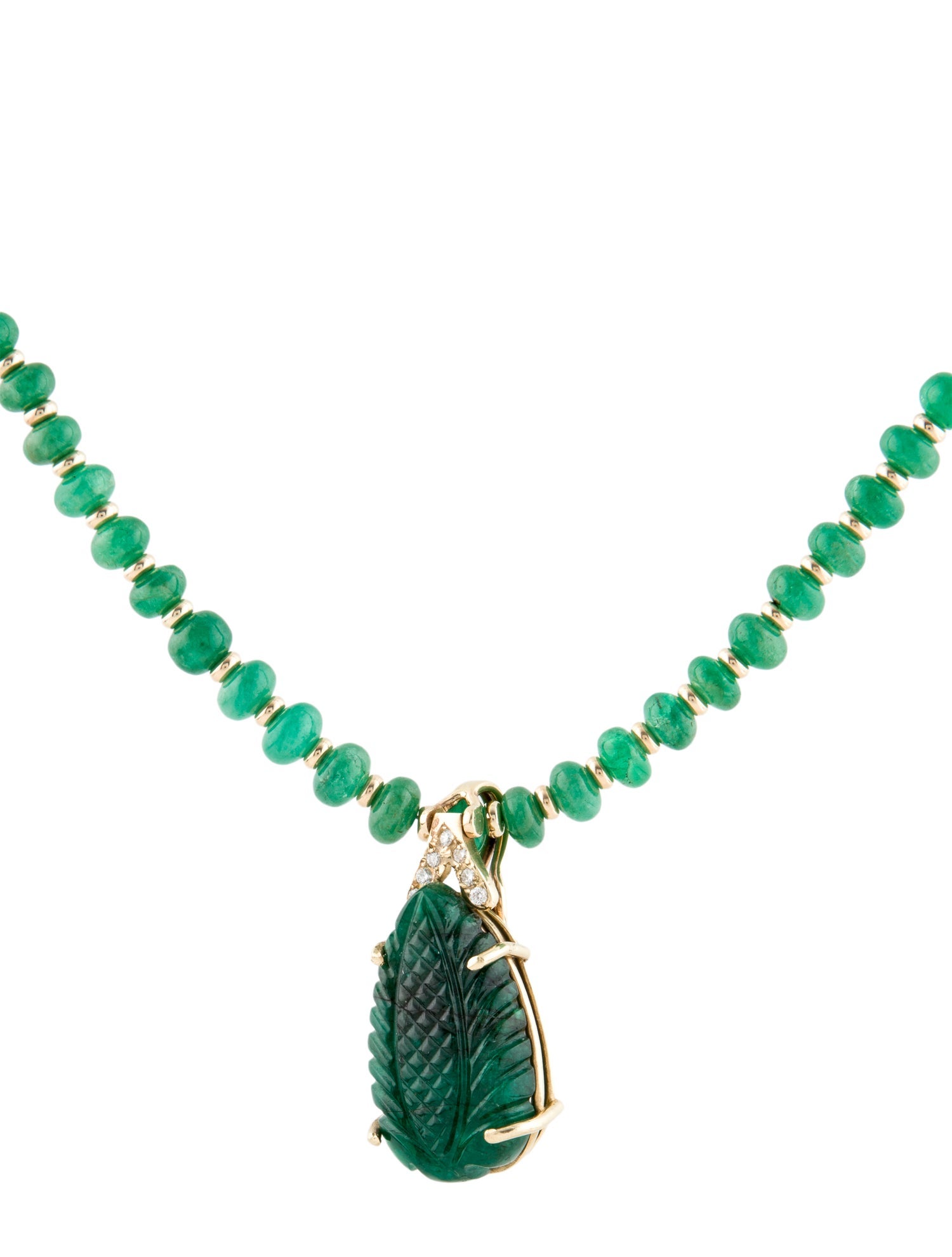 Necklace 14K Emerald & Diamond Detachable Pendant Necklace