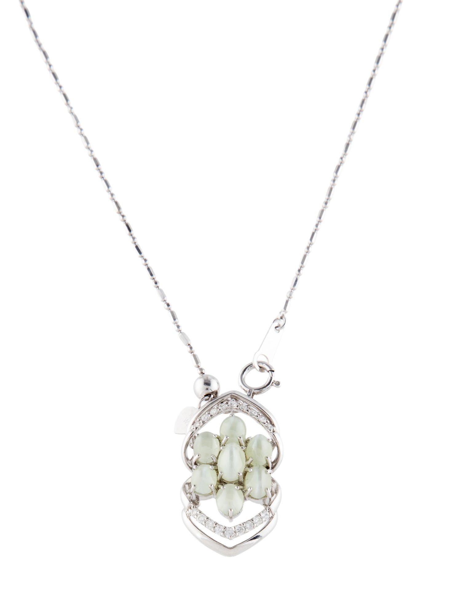 Necklace 18K 4.17ctw Chrysoberyl & Diamond Pendant Necklace