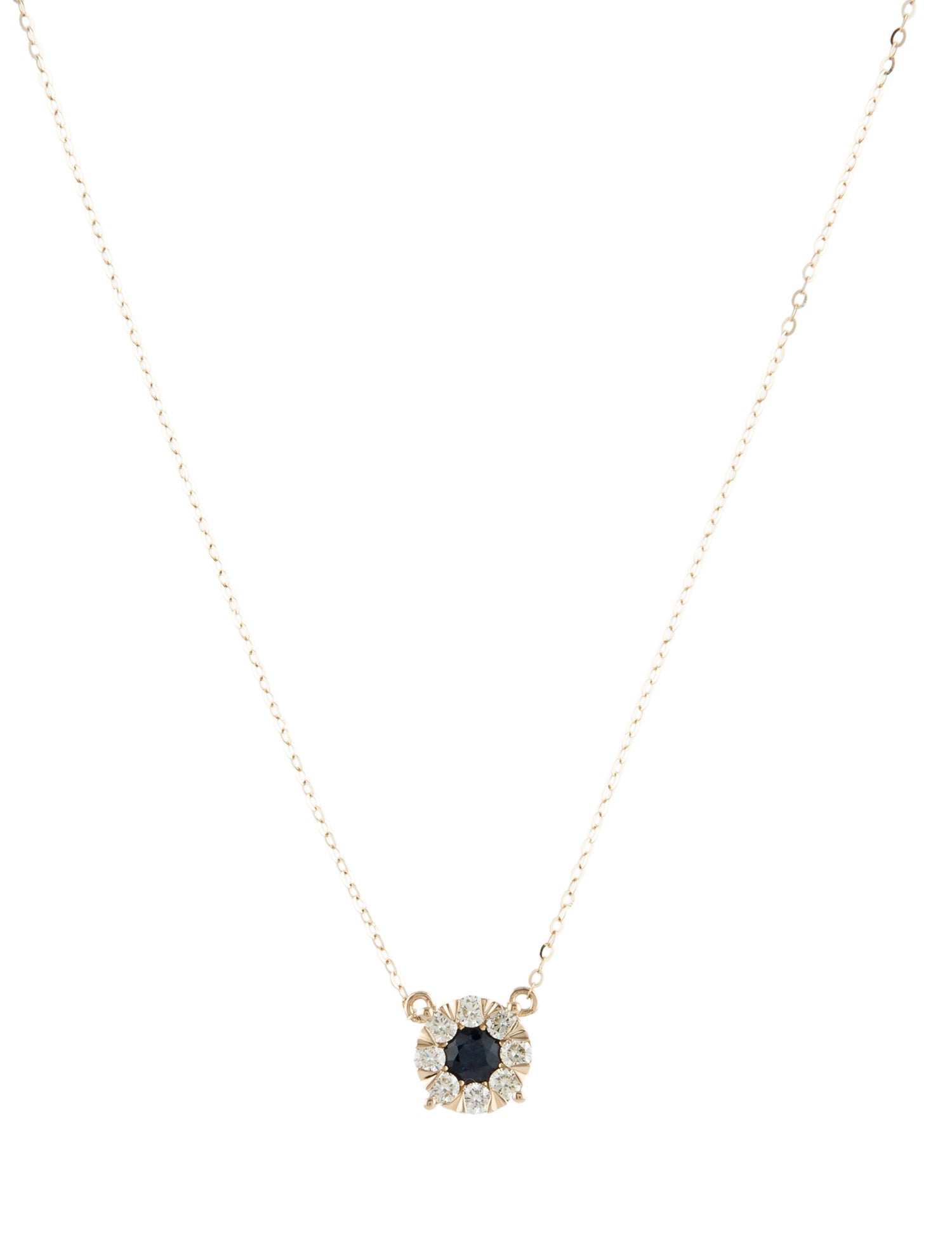 Necklace 14K Sapphire & Diamond Pendant Necklace