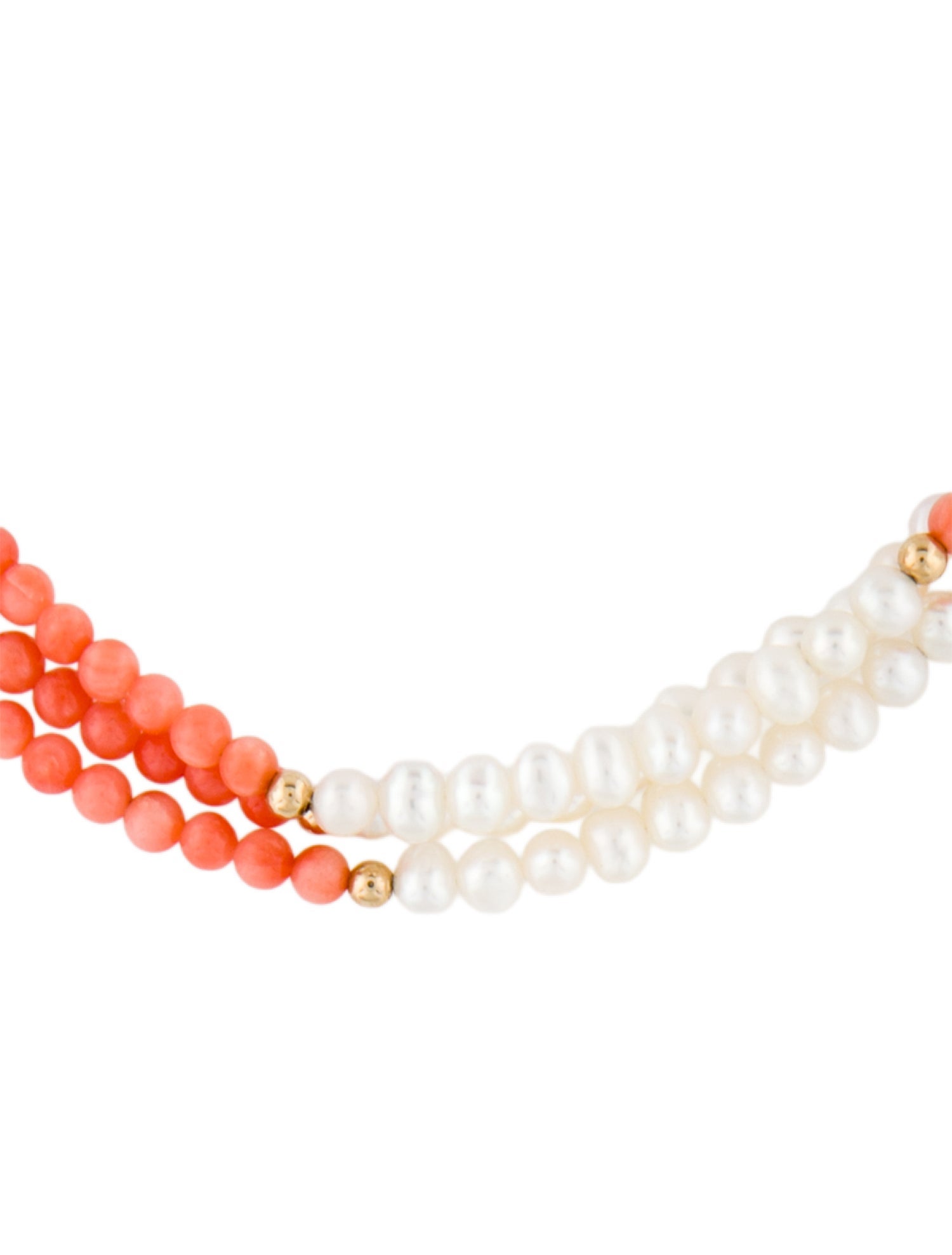 Necklace 14K Pearl & Coral Multistrand Necklace