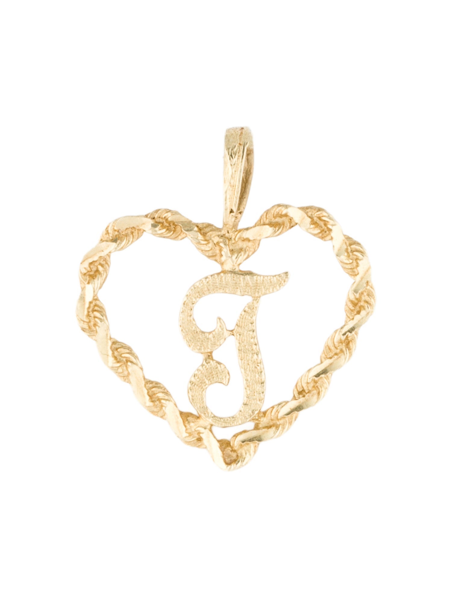 Necklace 14K Initial "F" Heart Pendant