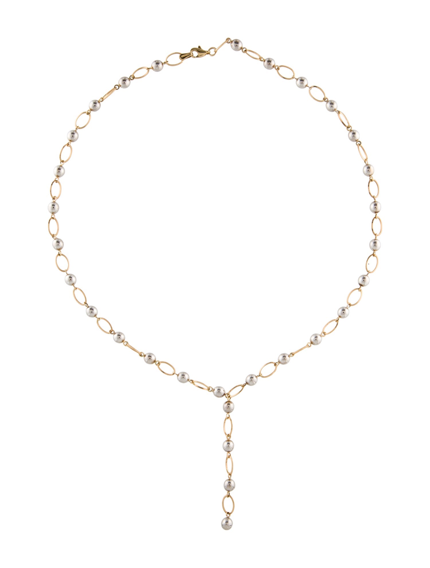 Necklace 14K Two-Tone Ball Station Lavalier