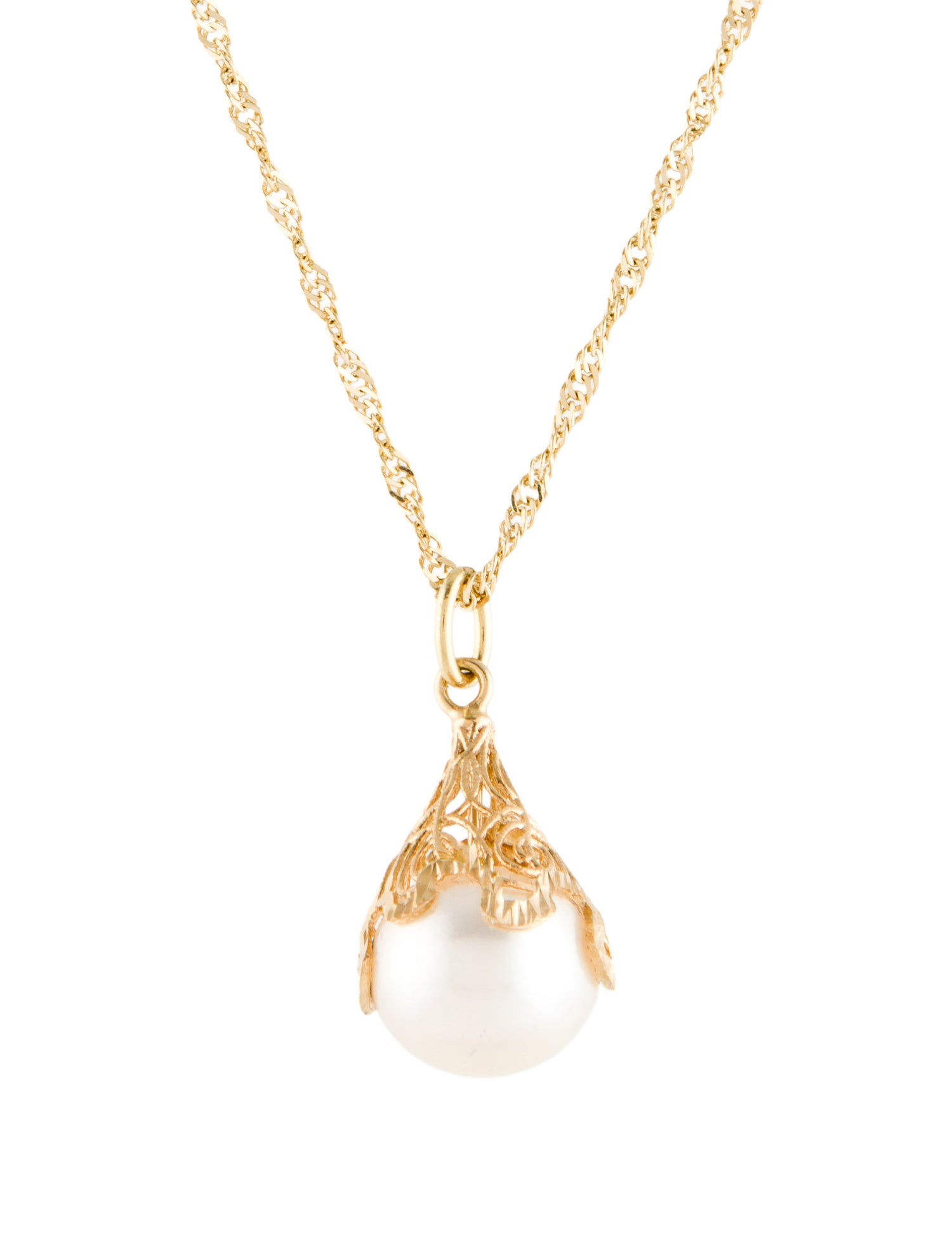 Necklace 14K Pearl Pendant Necklace