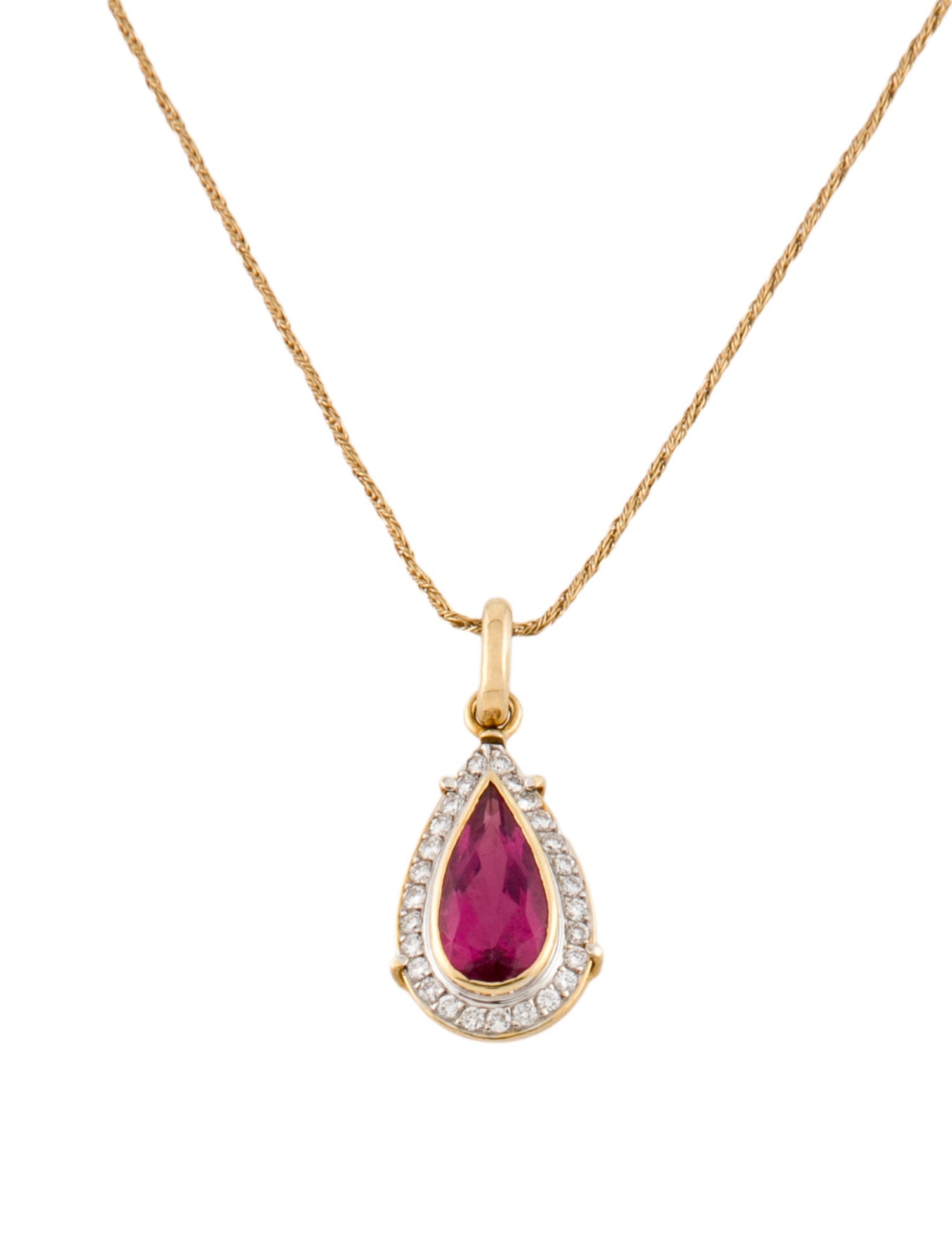 Necklace 18K Tourmaline & Diamond Pendant