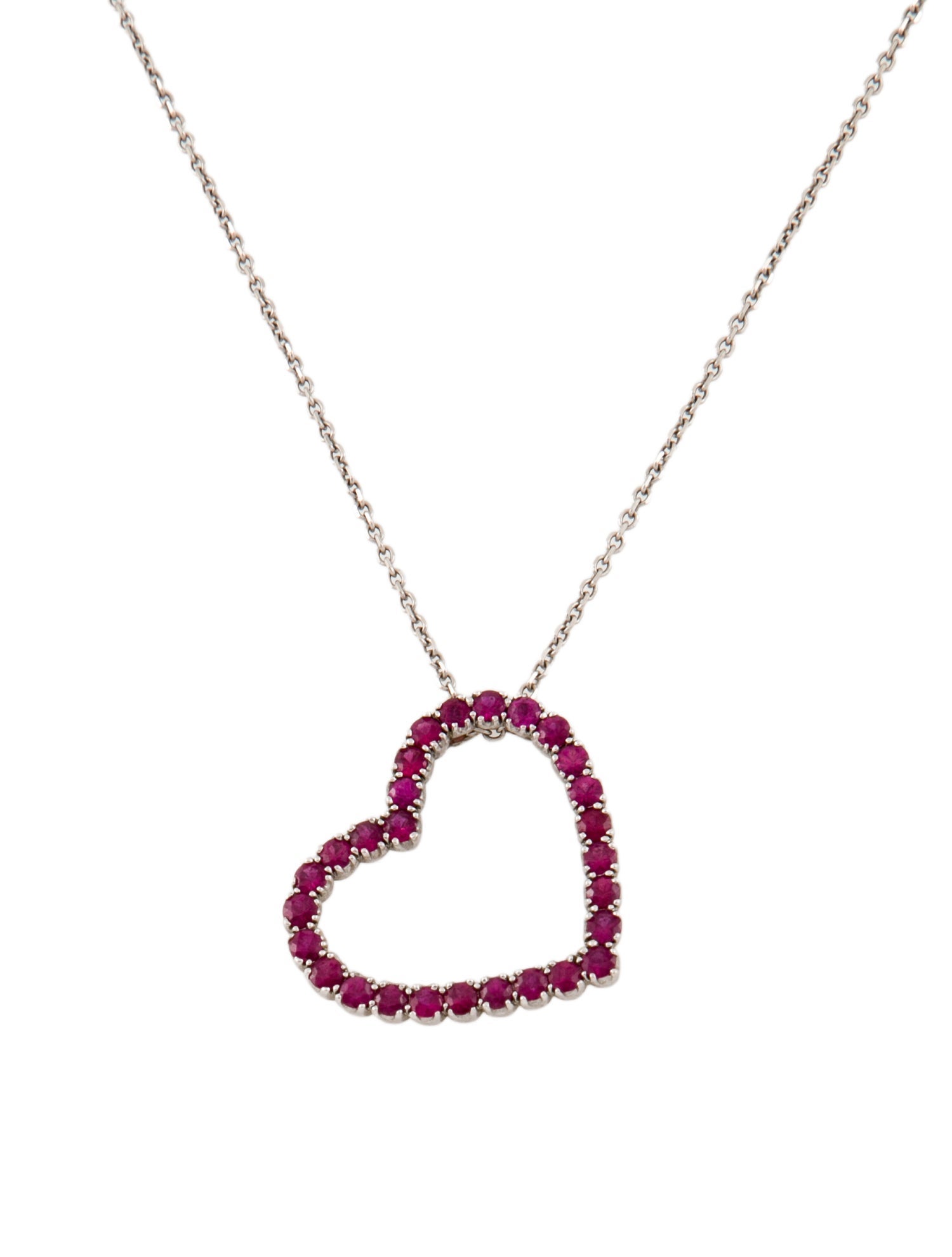 Necklace 18K 1.96ctw Ruby Heart Pendant w/ 14K Chain