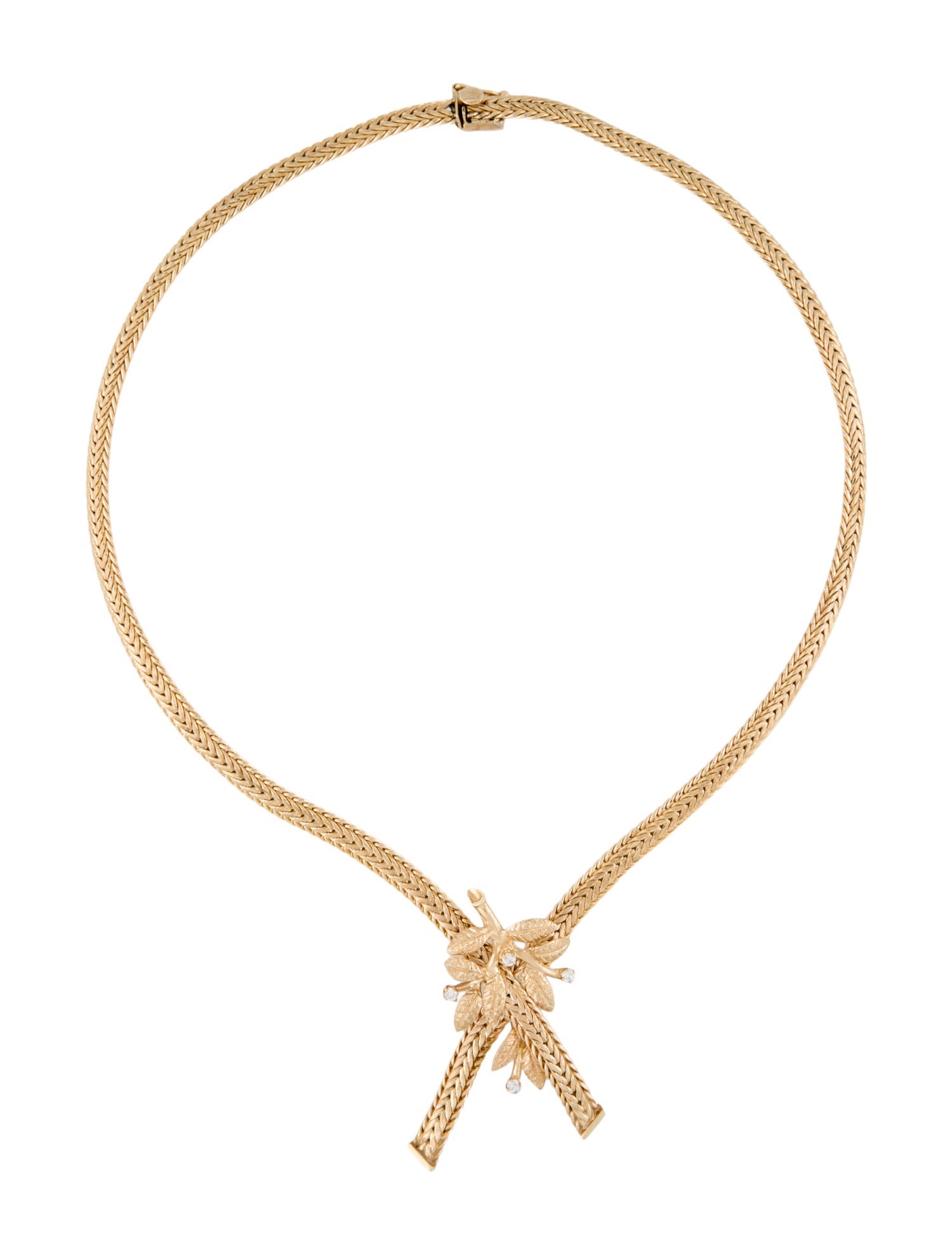 Necklace 14K Diamond Leaf Chain