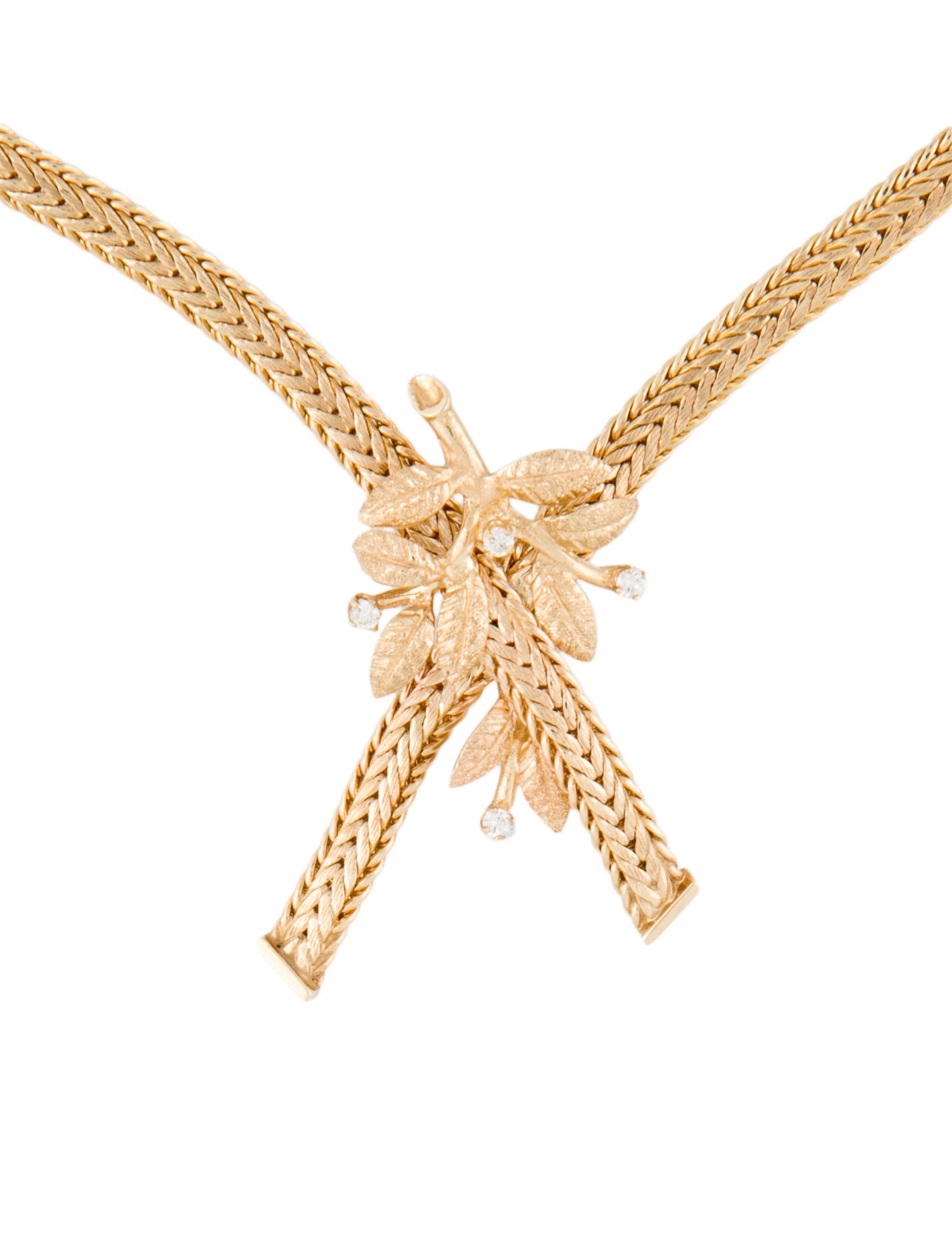 Necklace 14K Diamond Leaf Chain